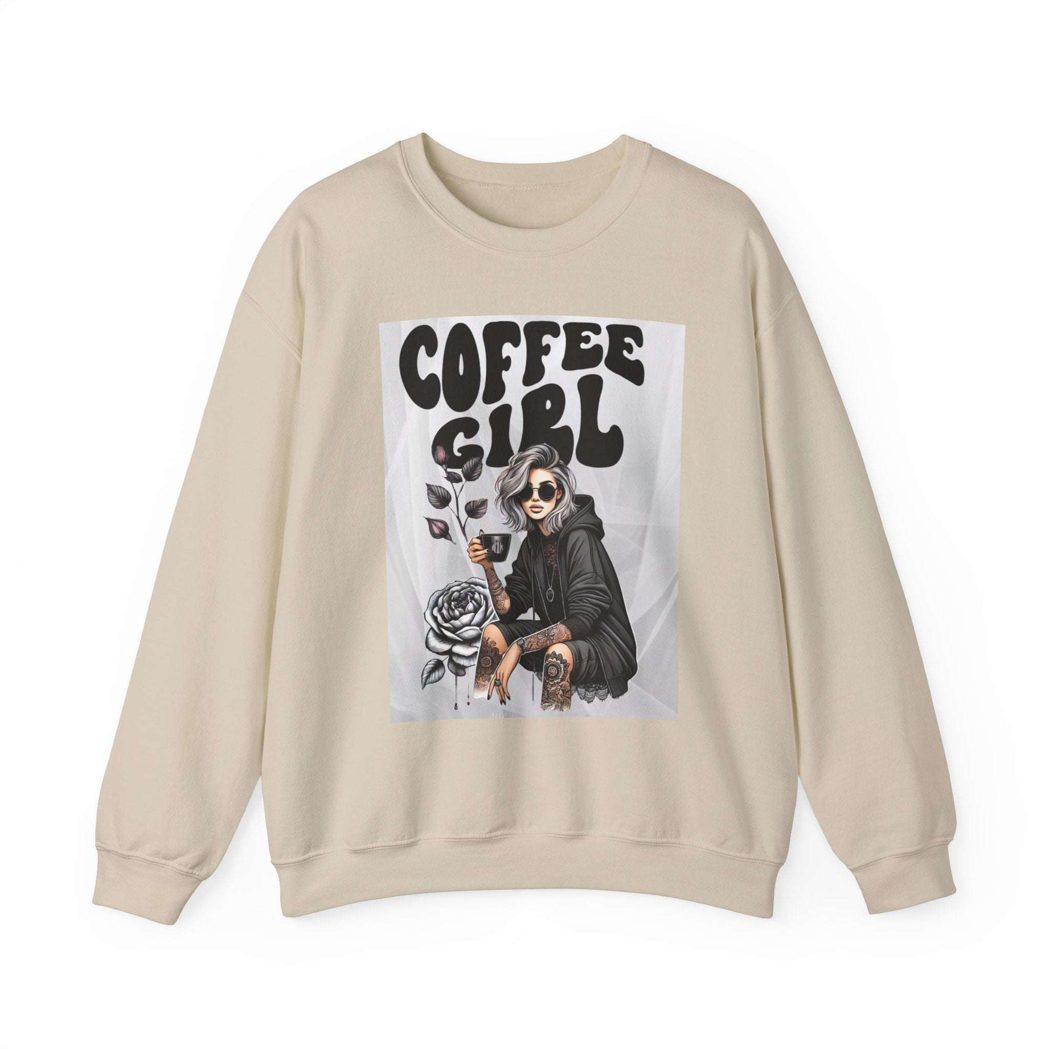 Tattoo Coffee Girl Unisex Heavy Blend™ Crewneck Sweatshirt