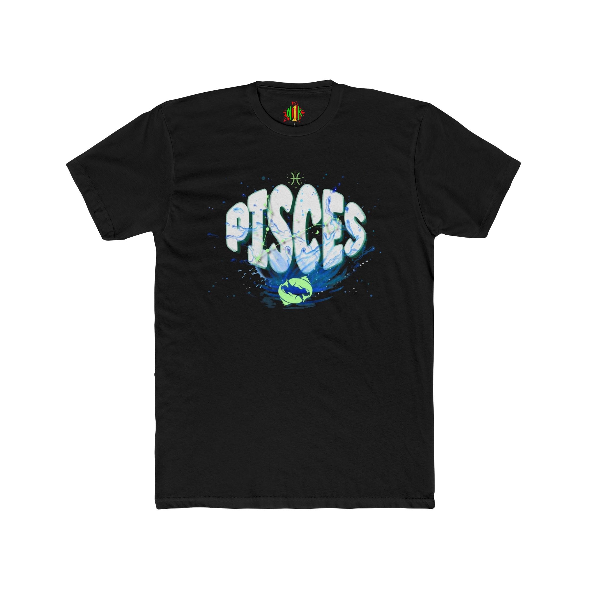 Pisces Water Zodiac unisex tee with watercolor-style Pisces symbol on soft cotton fabric