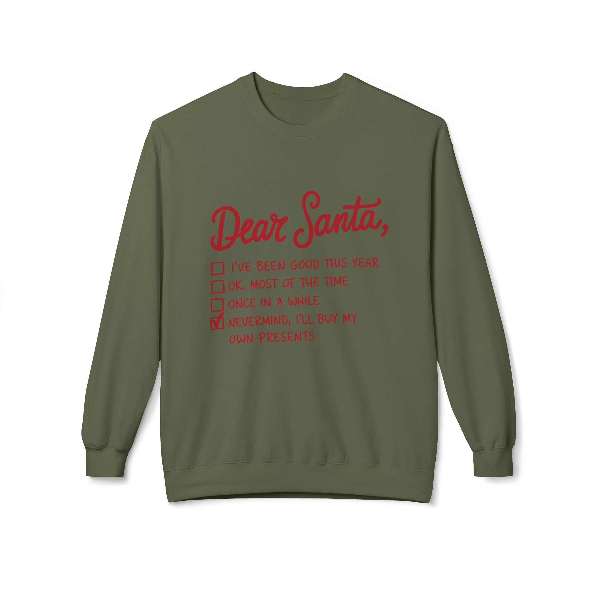 "Dear Santa" Funny Christmas Checklist Holiday Crewneck SweatshirtSweatshirtDear Santa