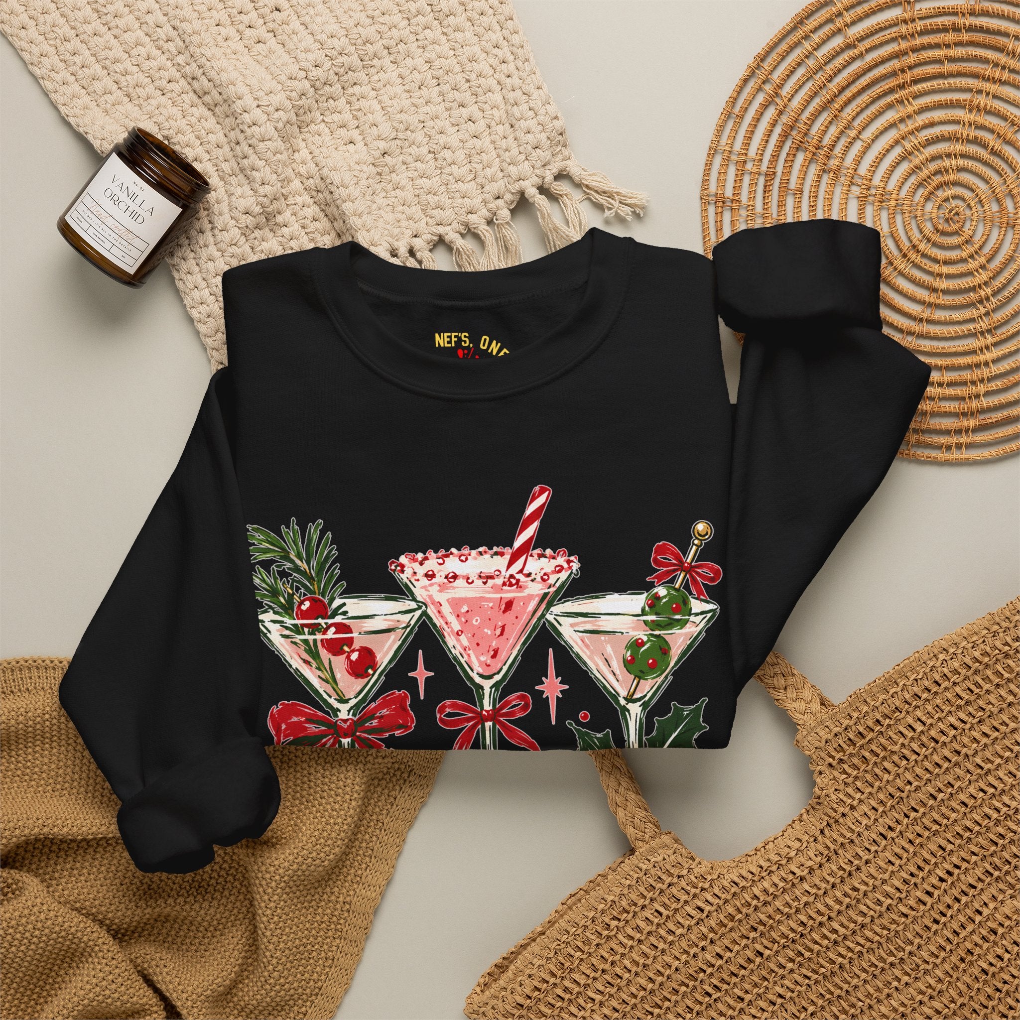 Merry Martinis Christmas Cocktail Crewneck Sweatshirt