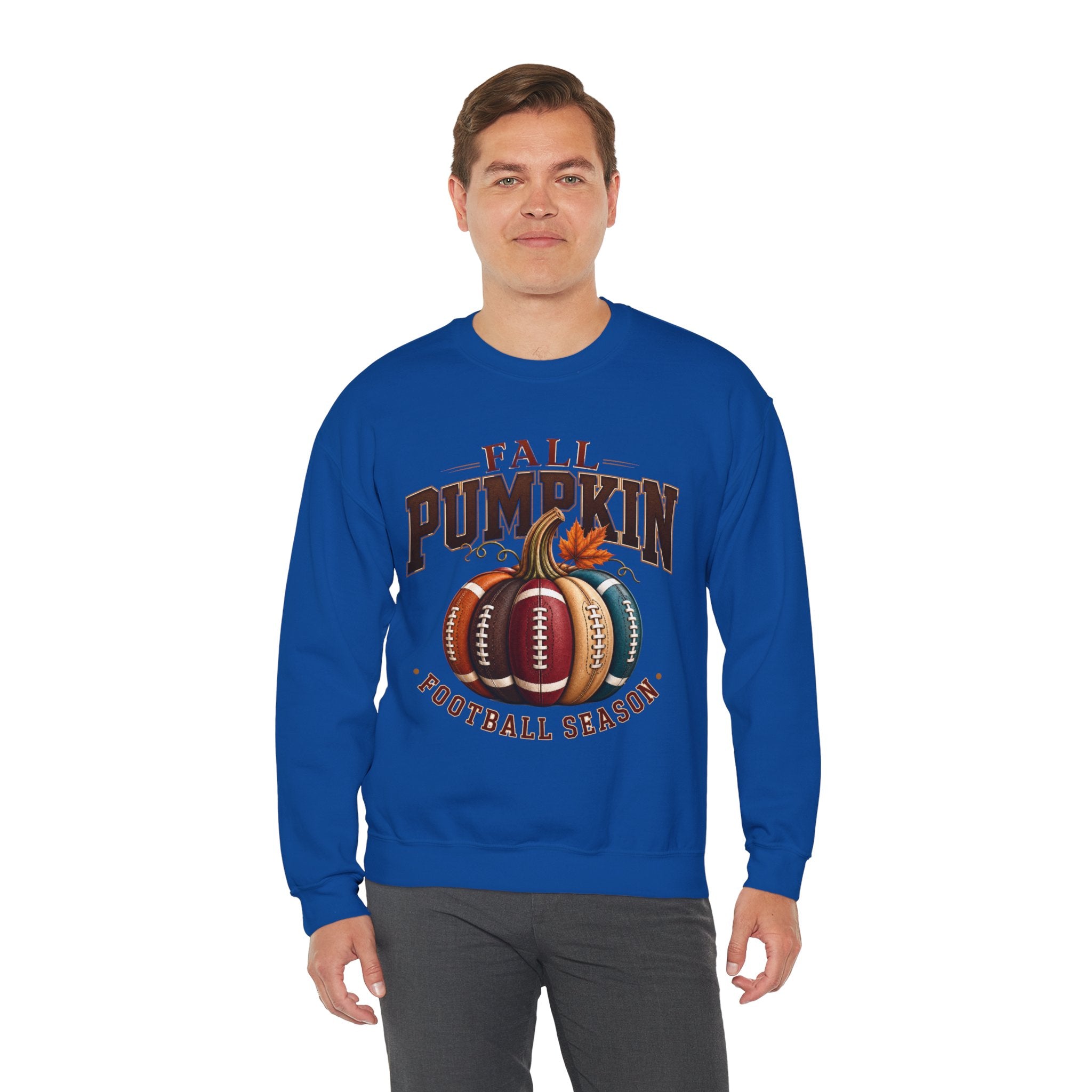 Fall Pumpkin Football Season Crewneck Sweatshirt