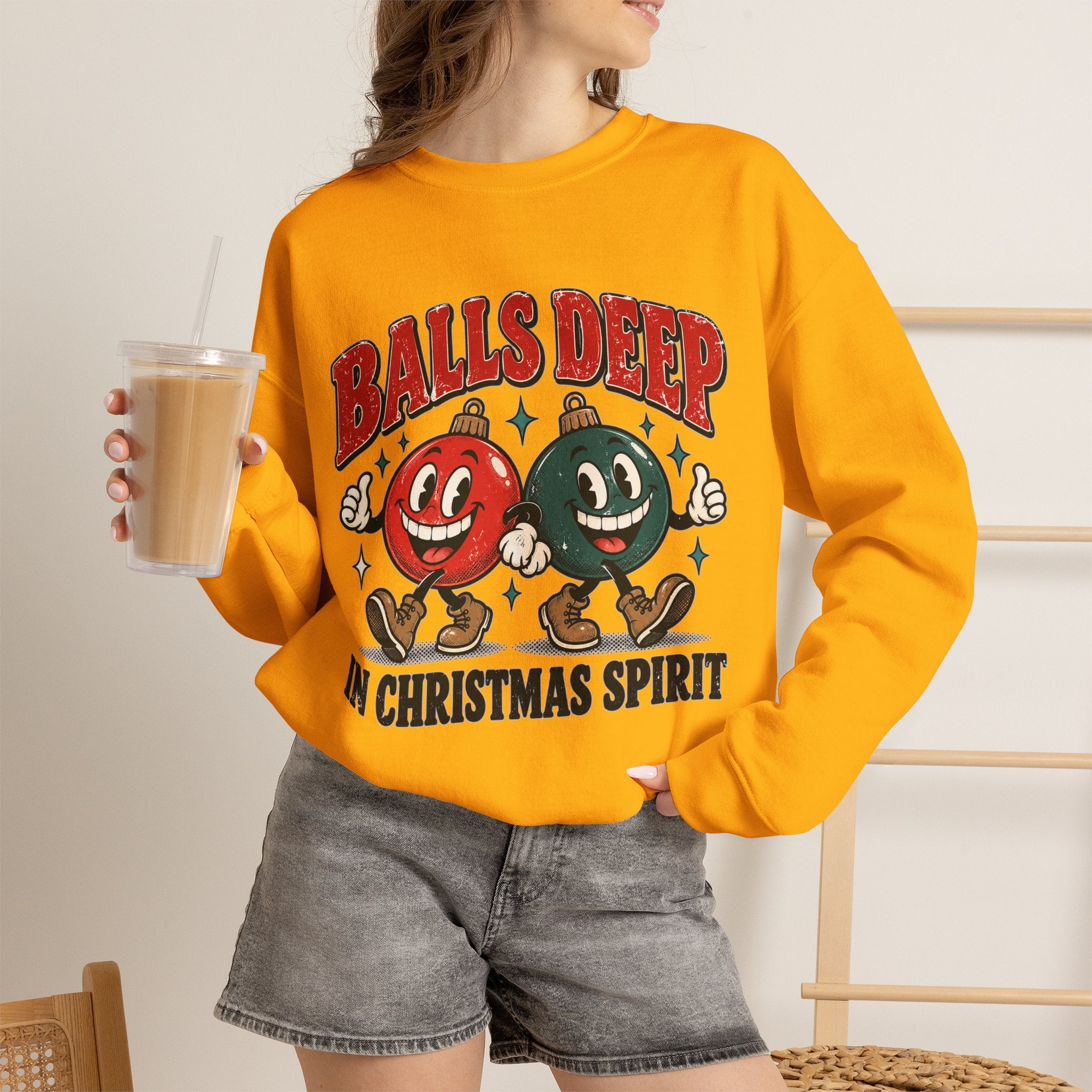 Balls Deep in Christmas Spirit Crewneck Sweatshirt