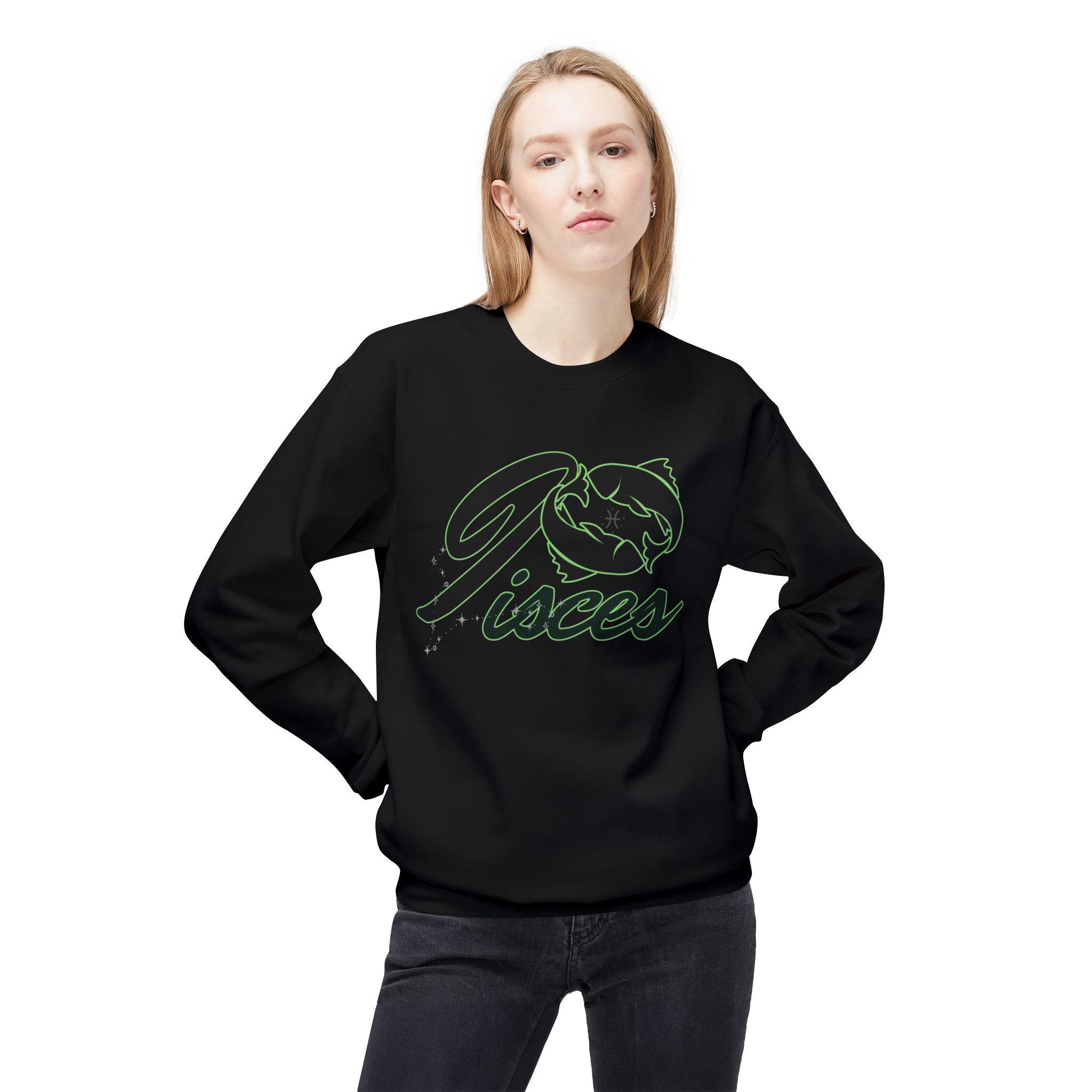 Pisces Zodiac Crewneck Sweatshirt — Astrological Fish Graphic