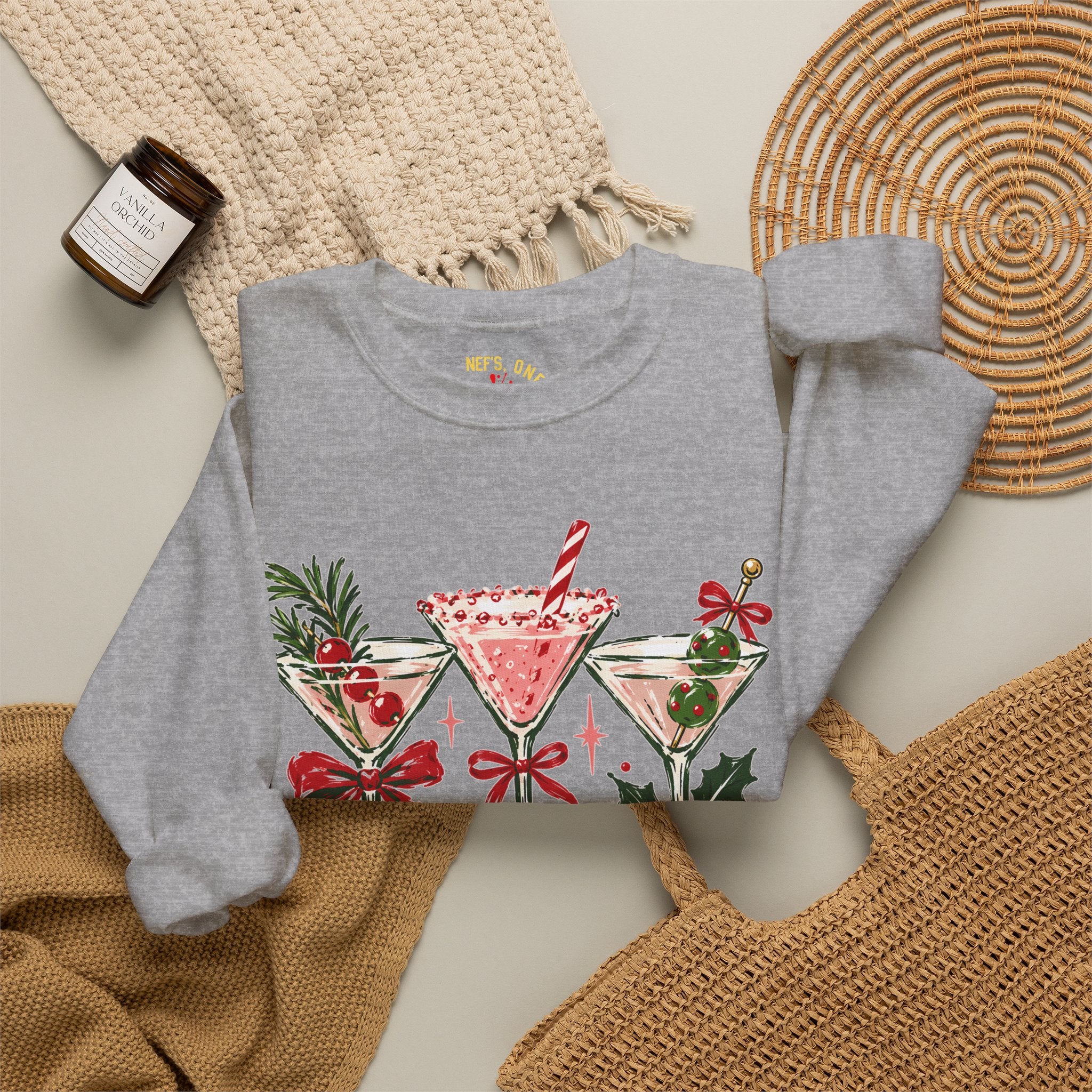 Merry Martinis Christmas Cocktail Crewneck Sweatshirt