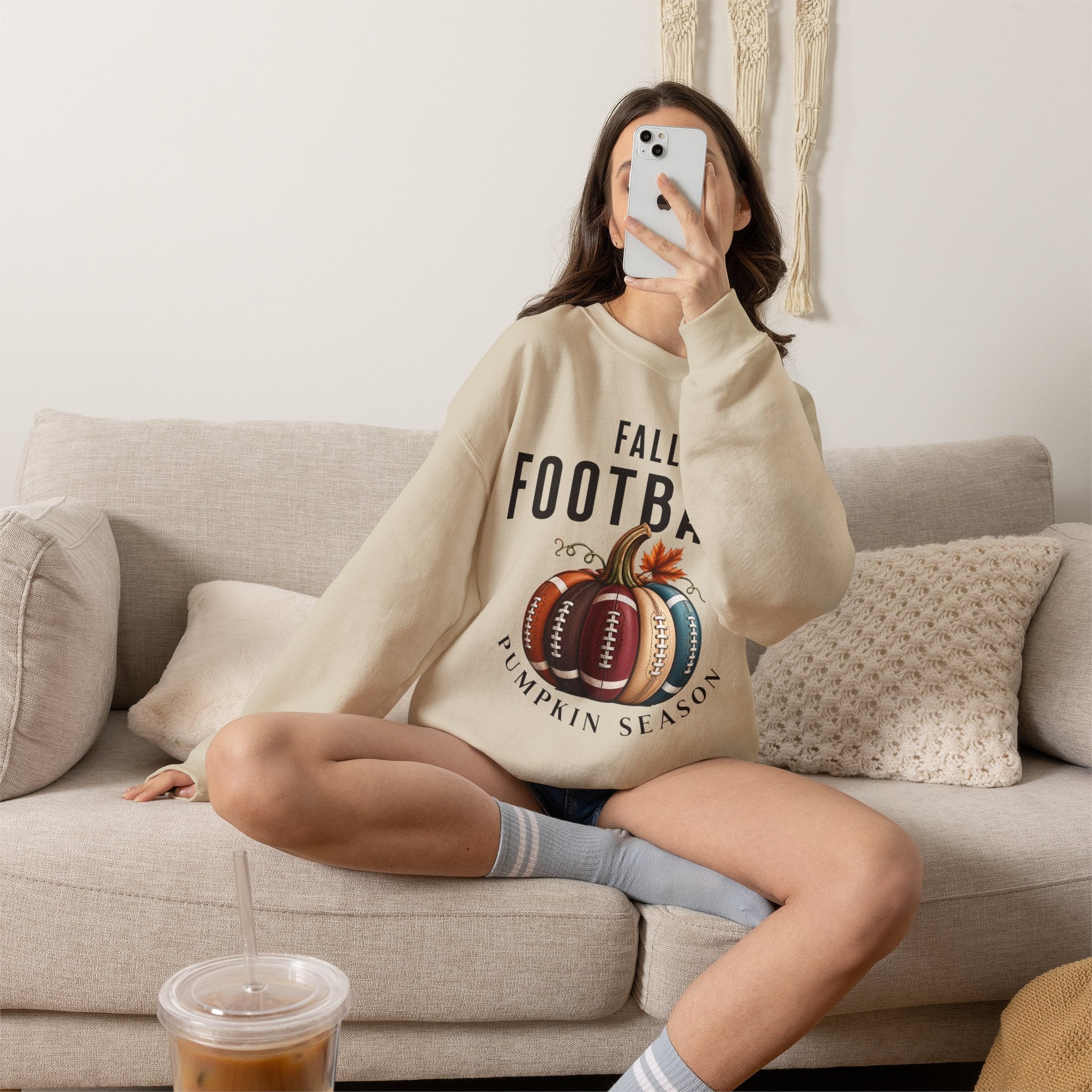 Fall Football Pumpkin Season Crewneck Sweatshirt
