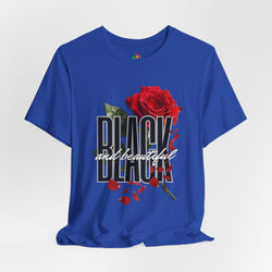 Black and Beautiful Unisex Tee, Floral Graphic Tee, Trendy T-Shirt, Gift for Her, Everyday Wear, Casual Style
