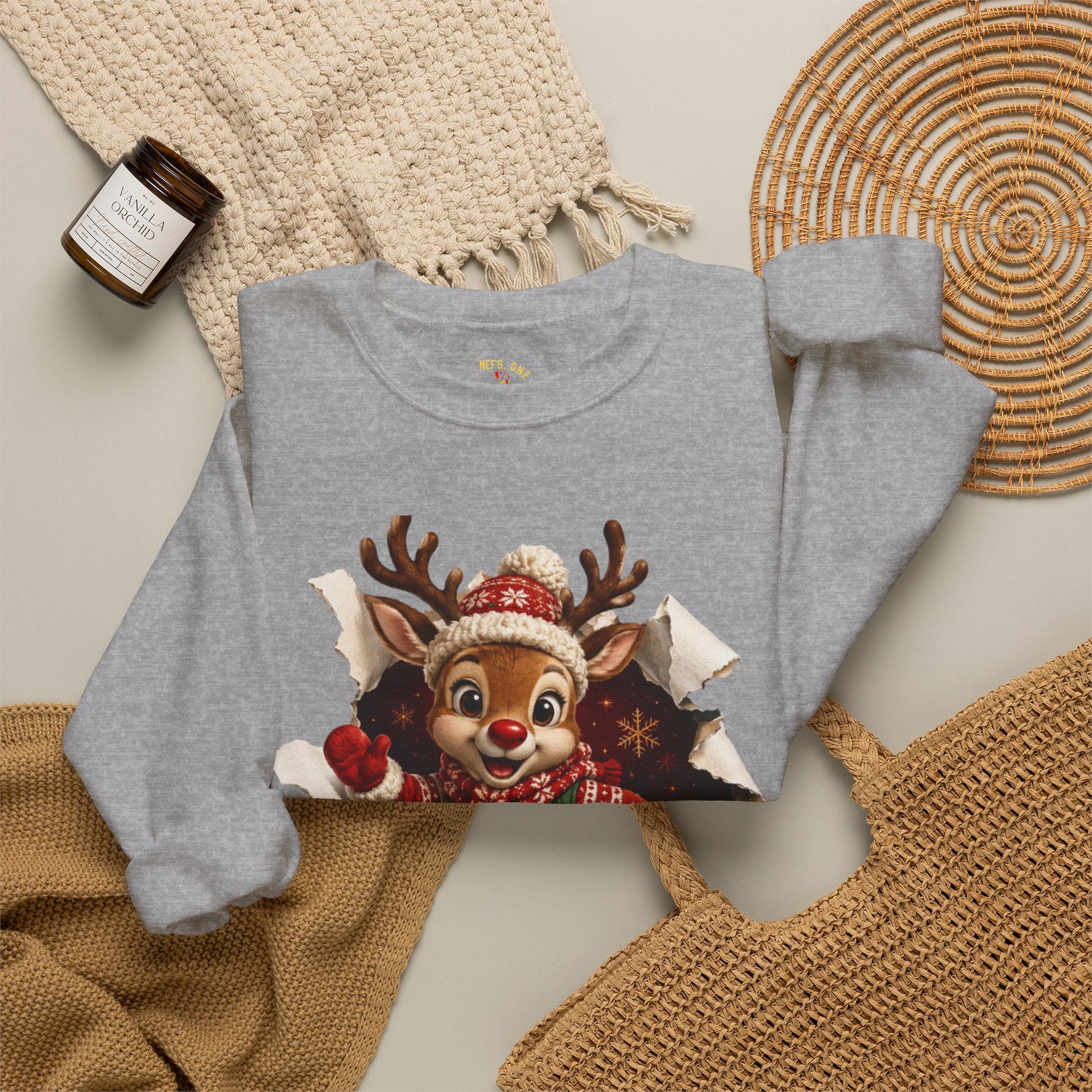 Festive Christmas Reindeer Crewneck Sweatshirt