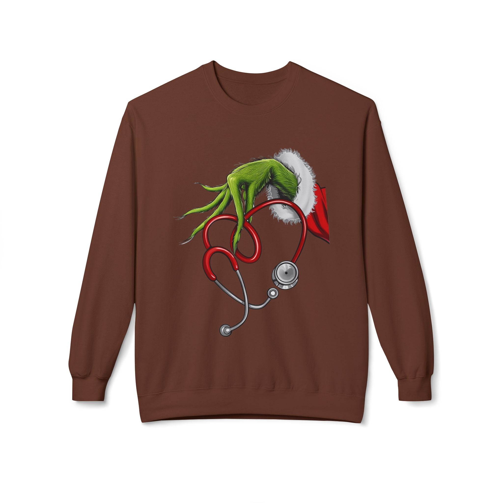 Nurse Christmas Crewneck Sweatshirt — Stethoscope Heart Holiday SweatsSweatshirtGrinch Nurse Holiday Sweatshirt