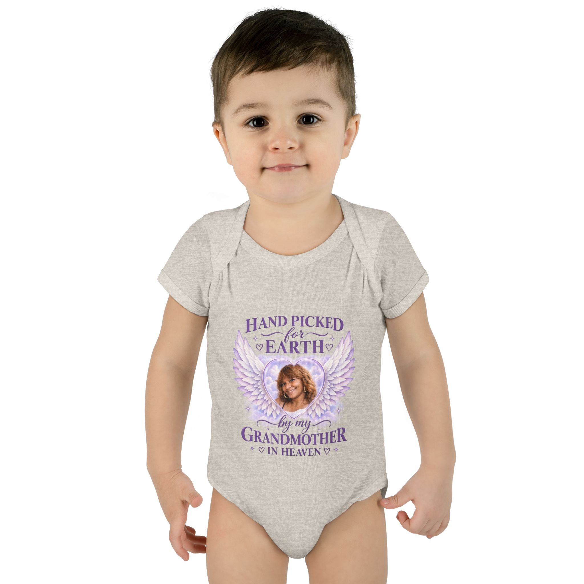 Mariah Infant Another Customized Smile Bodysuit "Handpicked for Earth by My Grandma in Heaven" – Memorial Baby Onesie
