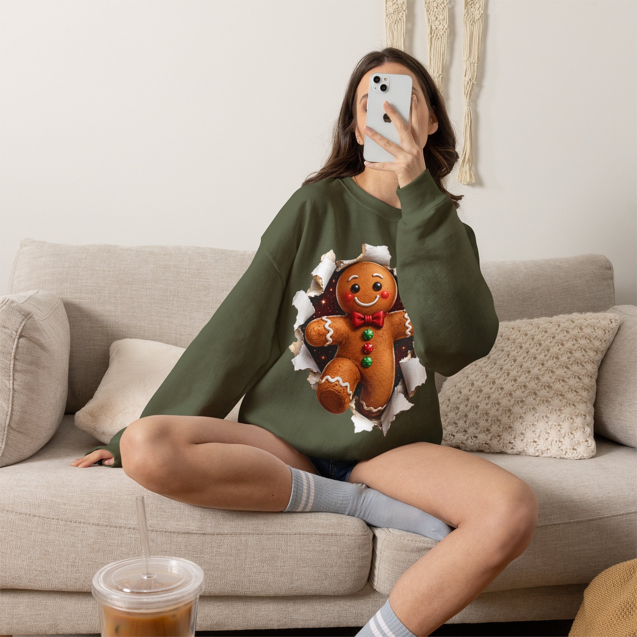 Gingerbread Man Christmas Crewneck Sweatshirt