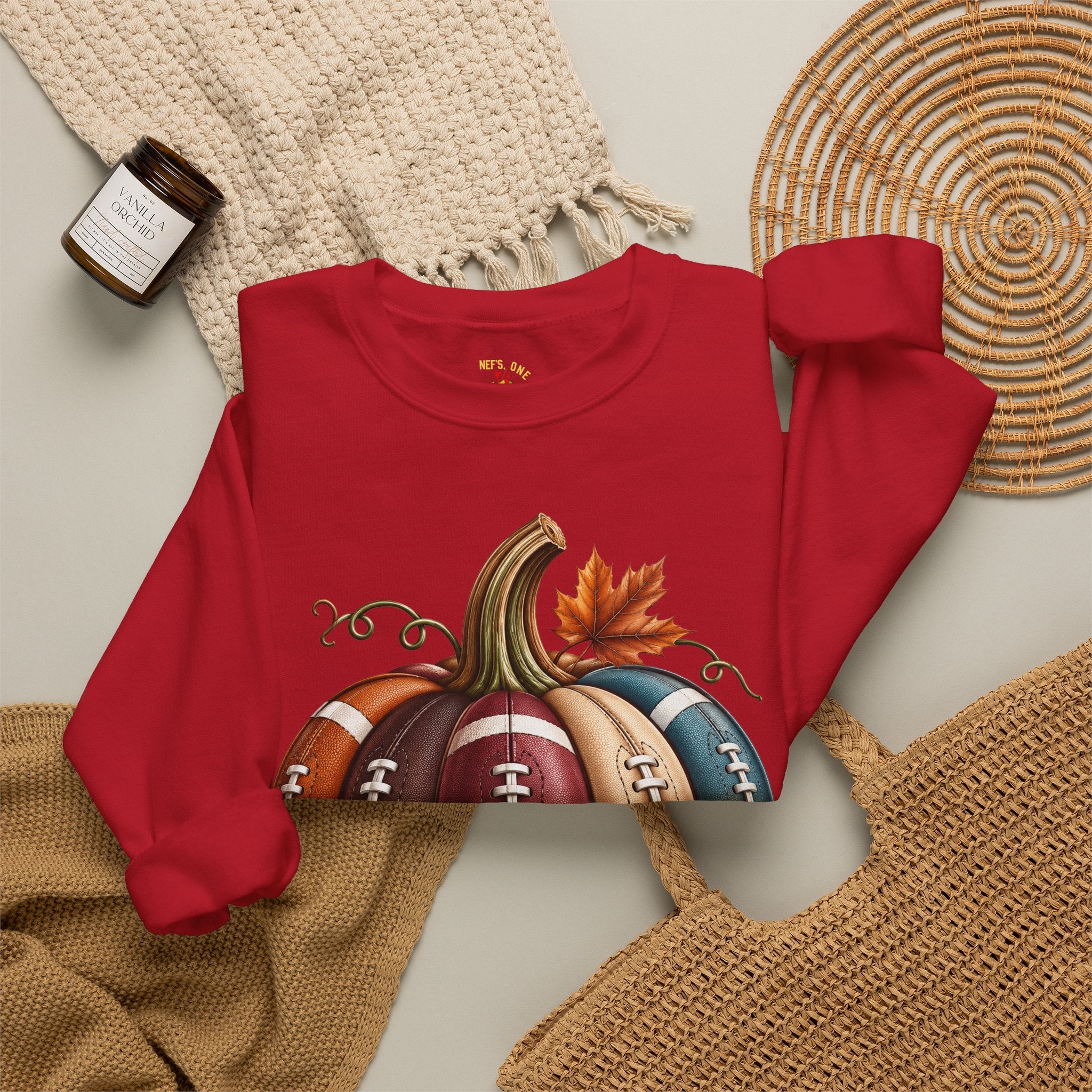 Fall Football Pumpkin Crewneck Sweatshirt