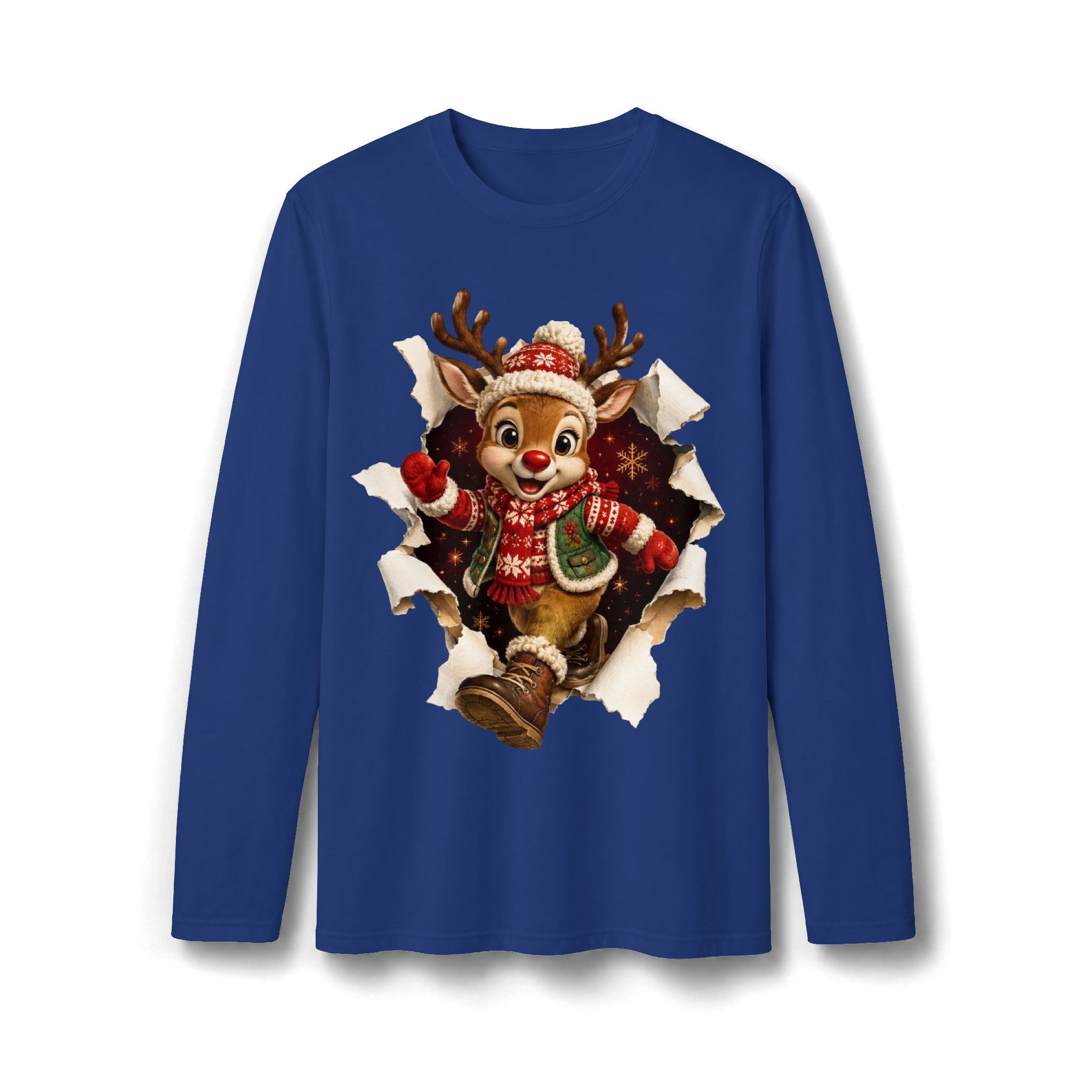 Festive Christmas Reindeer Long Sleeve T-Shirt