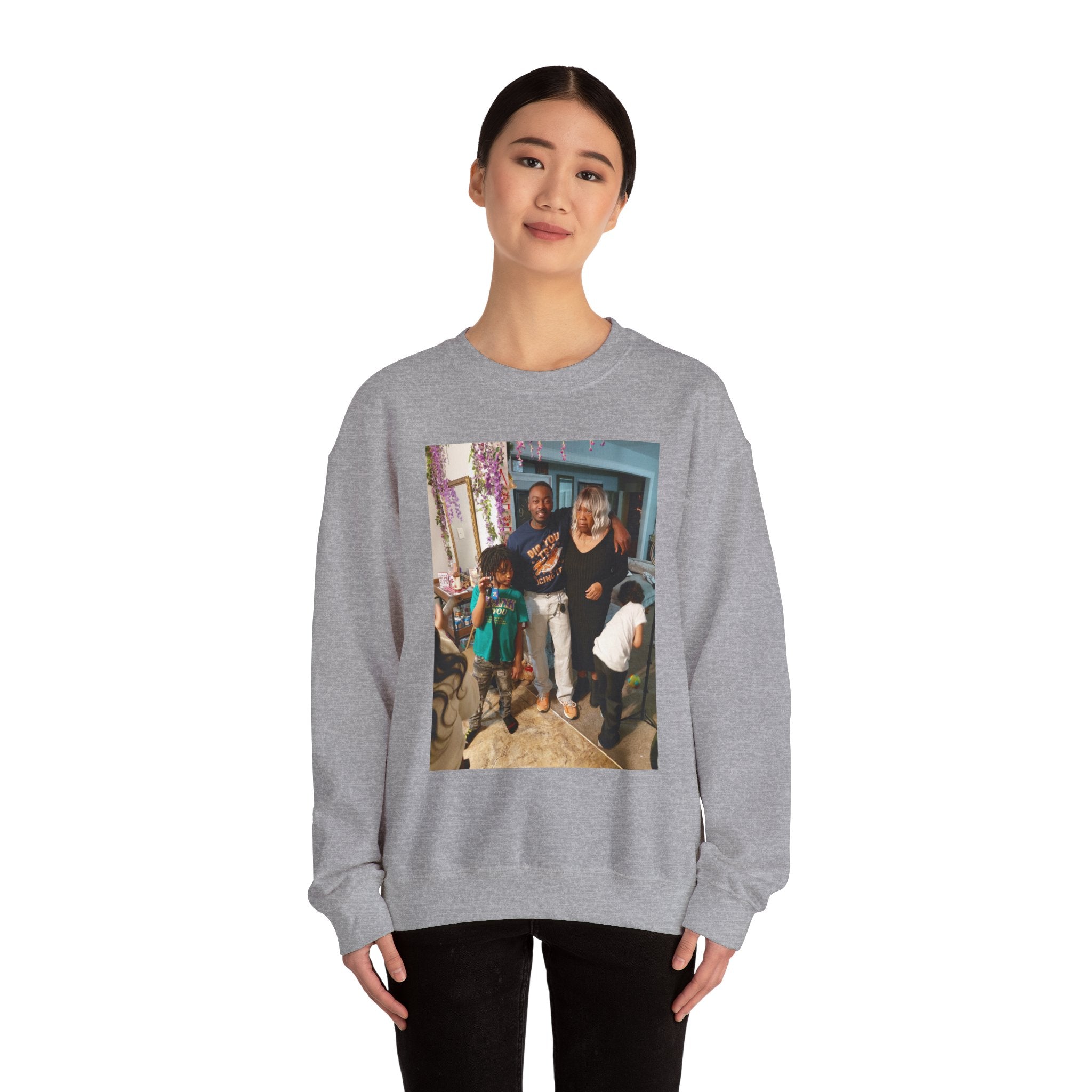 Personalized Photo Crewneck Sweatshirt — Custom Photo Front, 'Add Text' Back