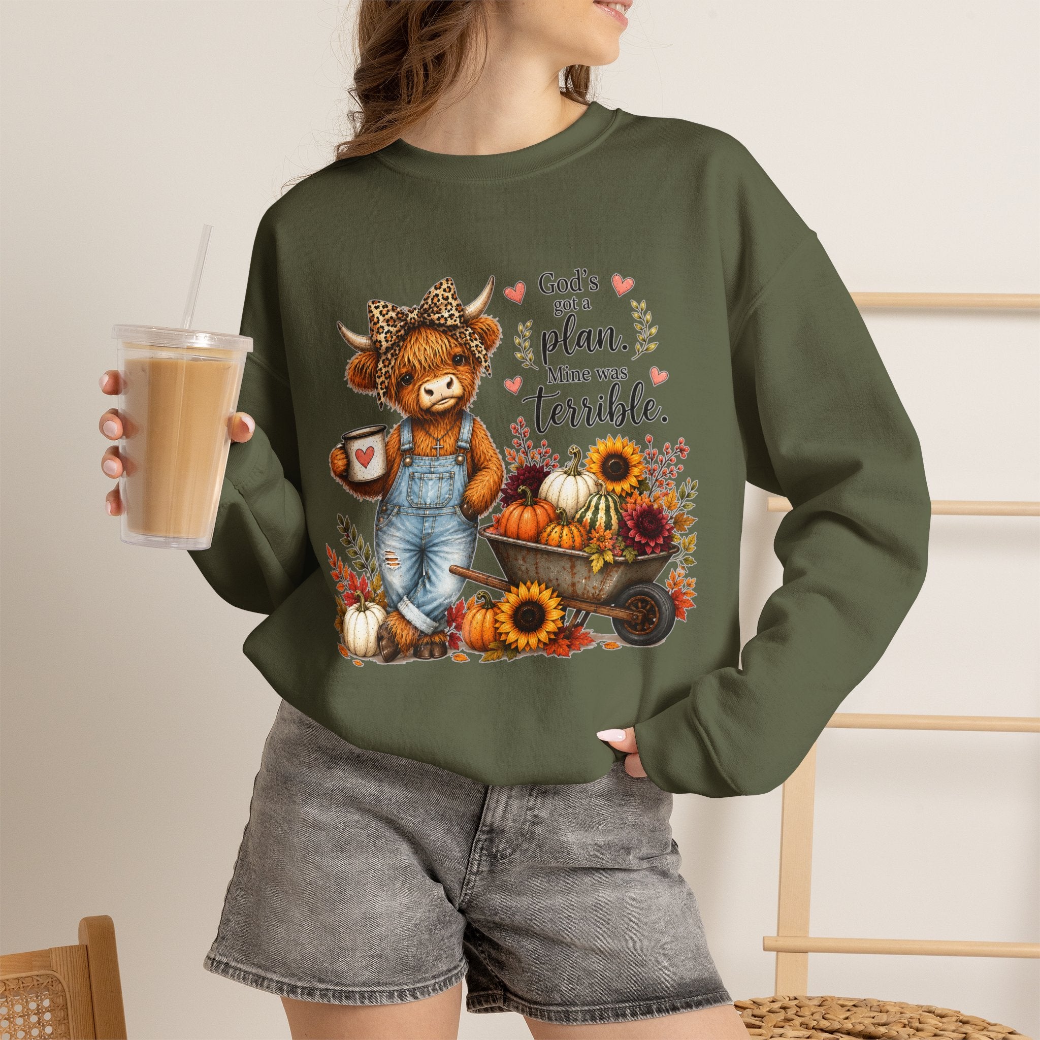 God’s Plan, Mine Was Terrible Bear Fall Crewneck Sweatshirt