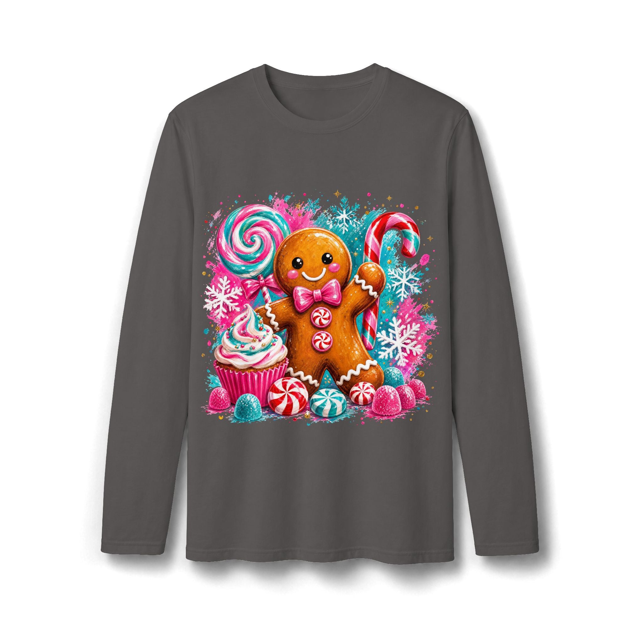 Christmas Gingerbread & Reindeer Long Sleeve T-Shirt