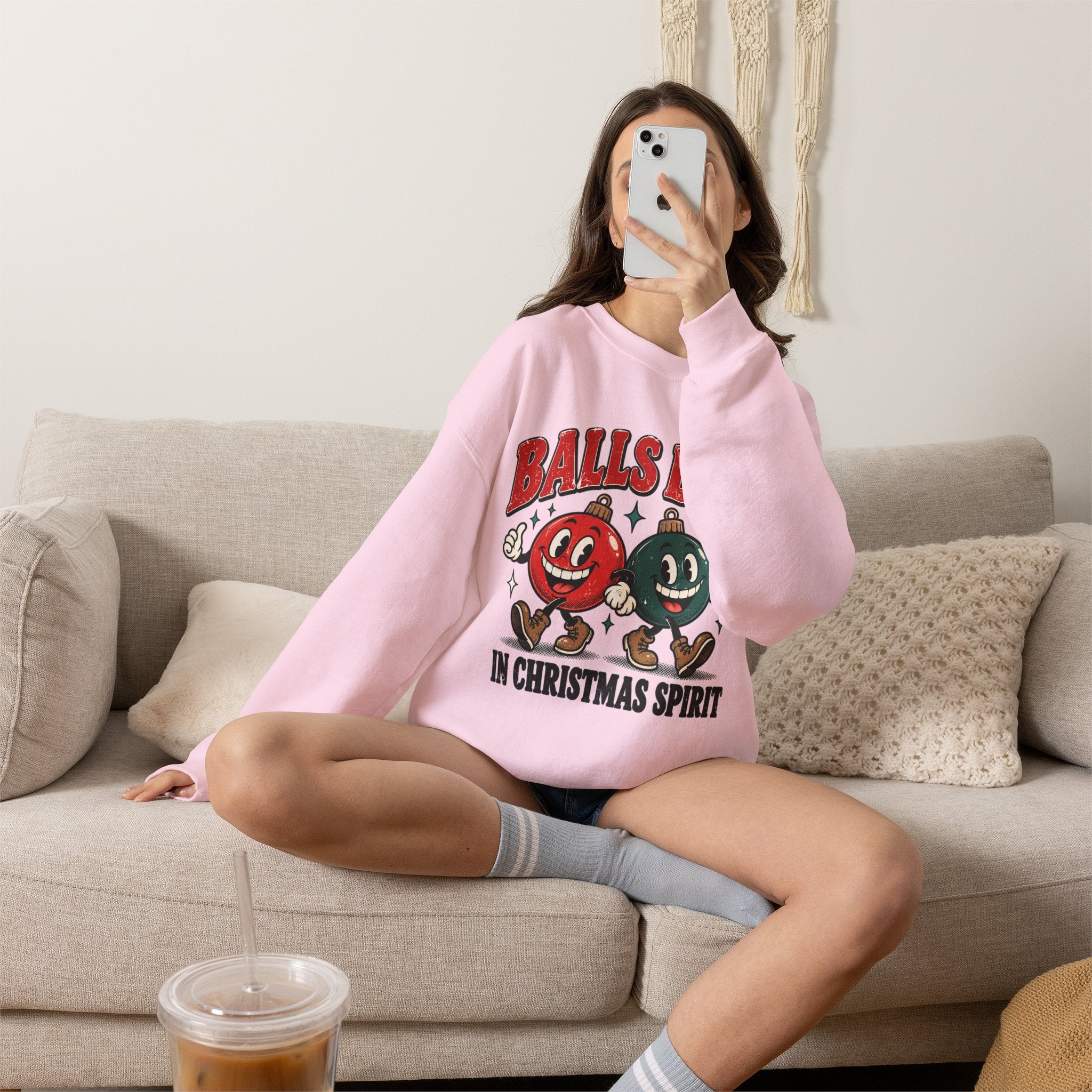 Balls Deep in Christmas Spirit Crewneck Sweatshirt