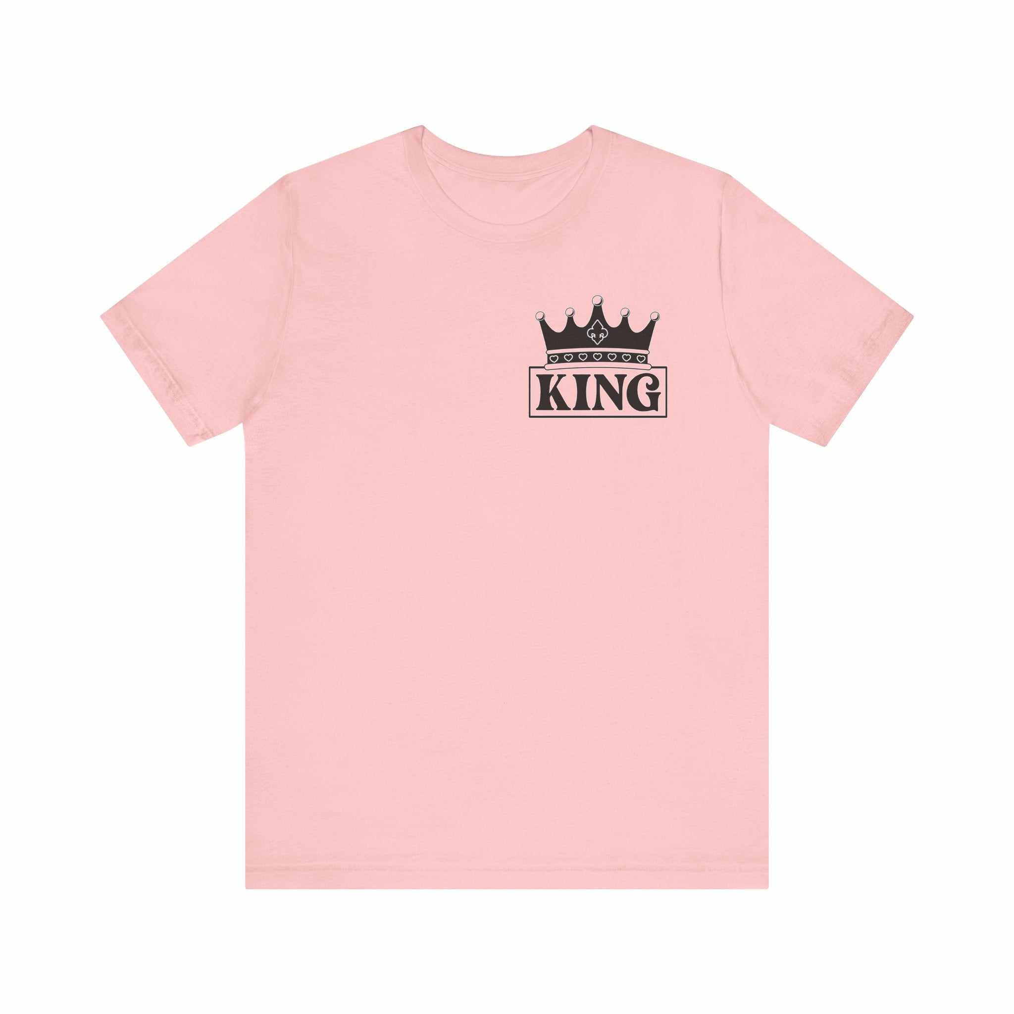 King with his Queen Valentine Casual Soft Unisex Jersey Crew Neck ShorT-ShirtQueen Valentine Casual Soft Unisex Jersey Crew Neck Short Sleeve Tee