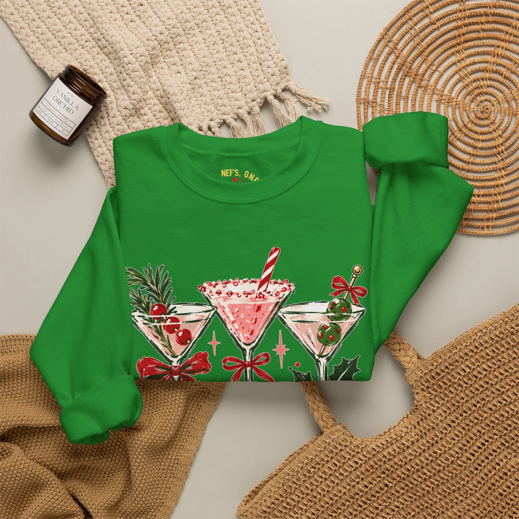 Merry Martinis Christmas Cocktail Crewneck Sweatshirt