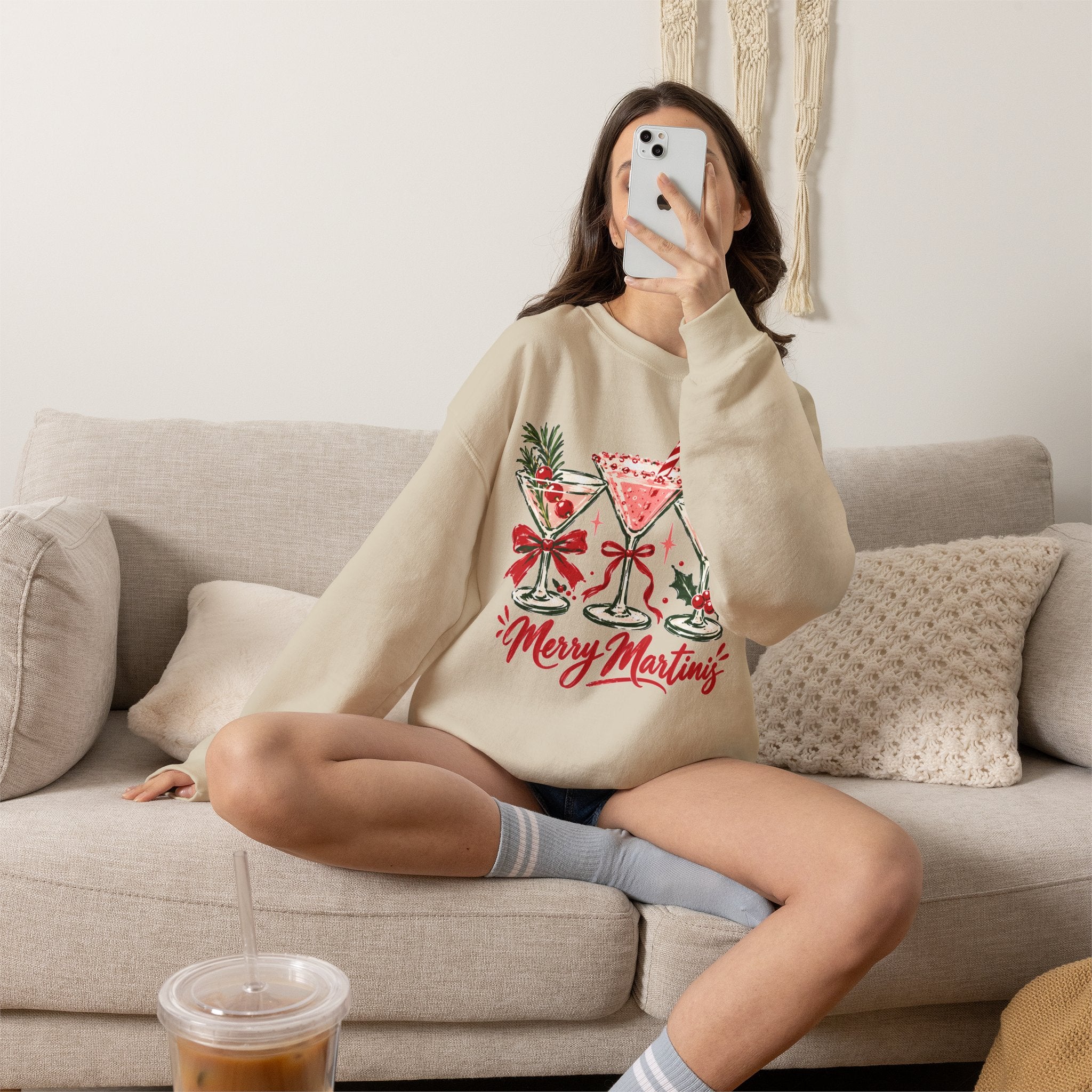 Merry Martinis Christmas Cocktail Crewneck Sweatshirt