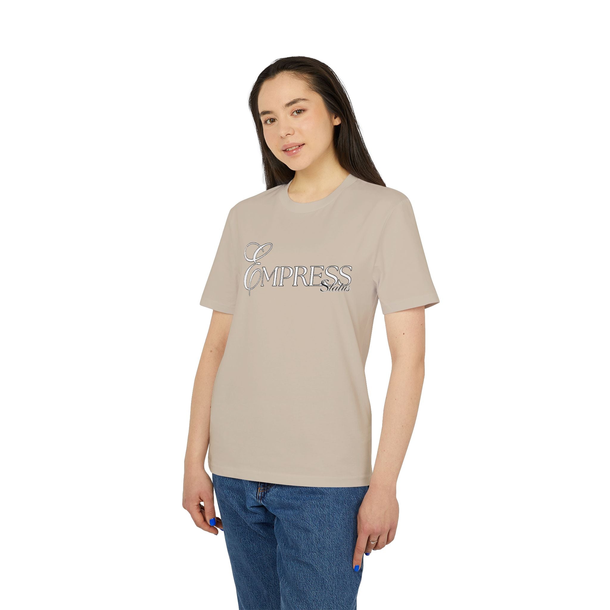 Empress Status Embroidered T-Shirt for Creators, Fashionable Graphic TT-ShirtEmpress Status Embroidered T-Shirt