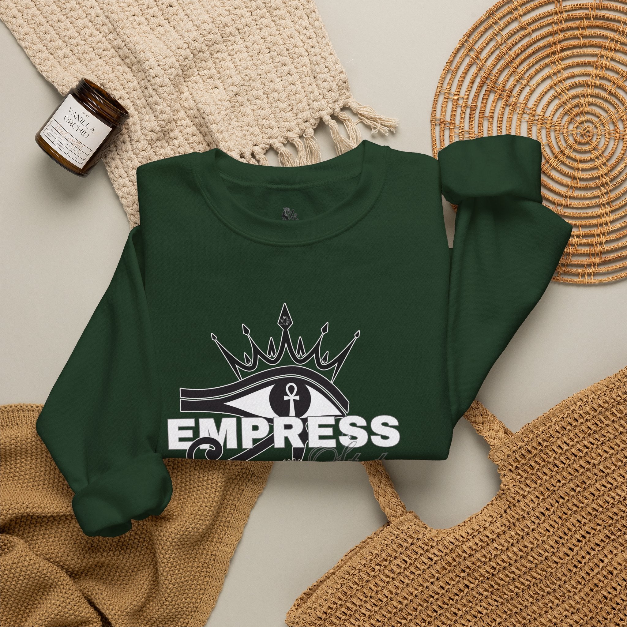 Eye of Horus Crown Empress Sweatshirt — Egyptian Protective Symbol Tee