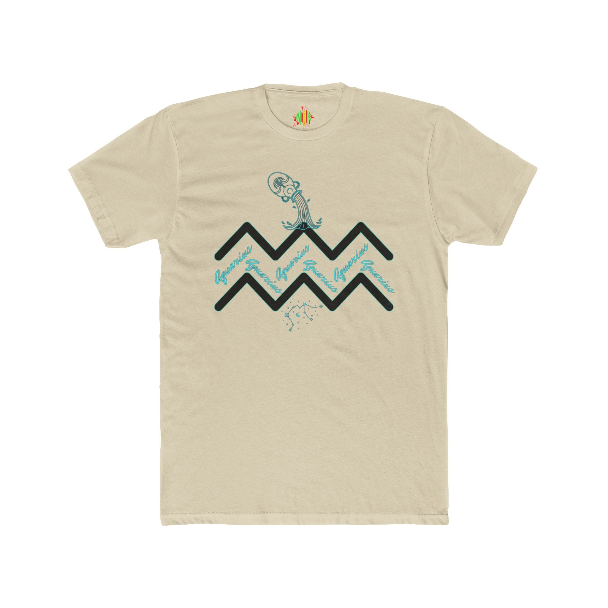 Watering Aquarius Zodiac Tee — Minimalist Wave Graphic "Aquarius" Shirt