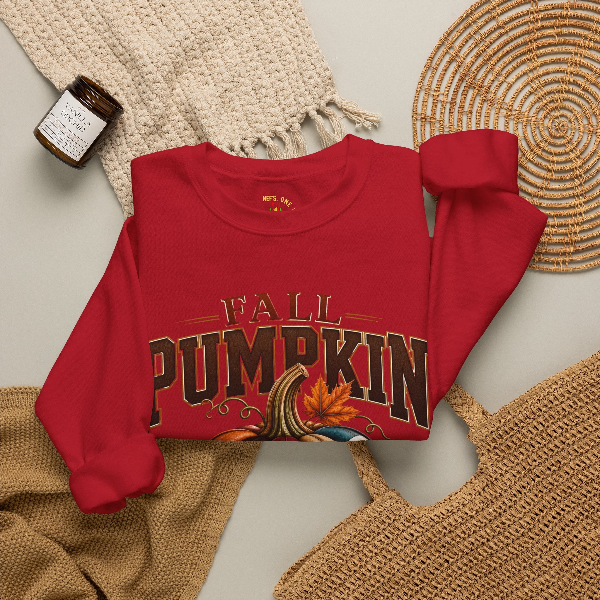 Fall Pumpkin Football Season Crewneck Sweatshirt