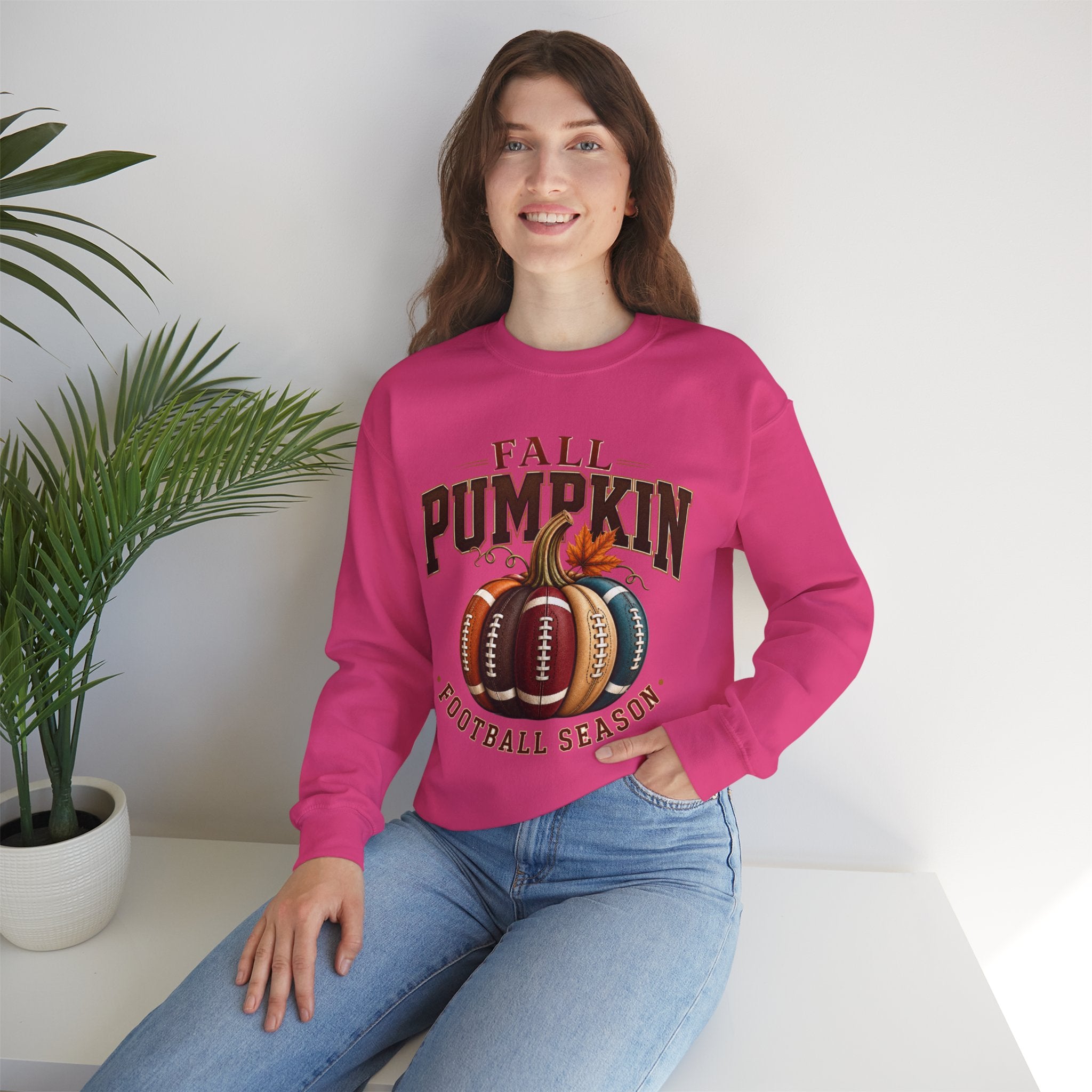 Fall Pumpkin Football Season Crewneck Sweatshirt