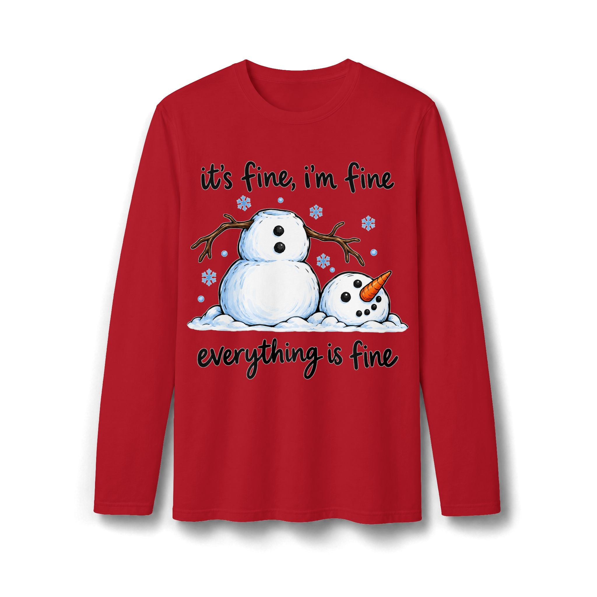 Everything Is Fine Snowman Christmas Long Sleeve T-Shirt