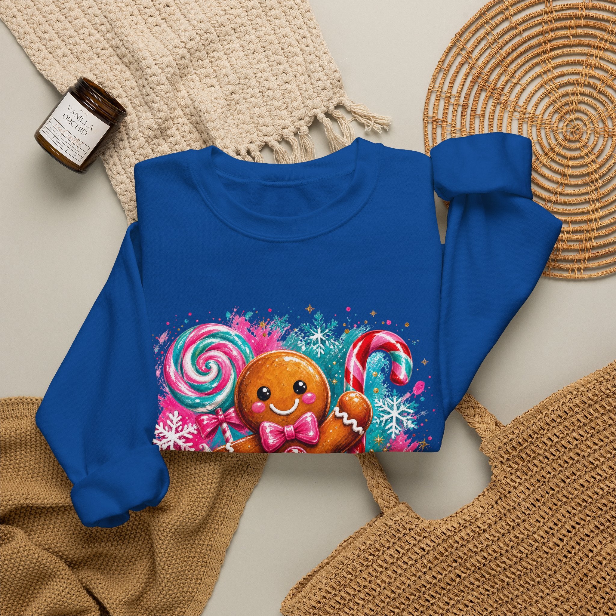 Christmas Gingerbread & Reindeer Crewneck Sweatshirt
