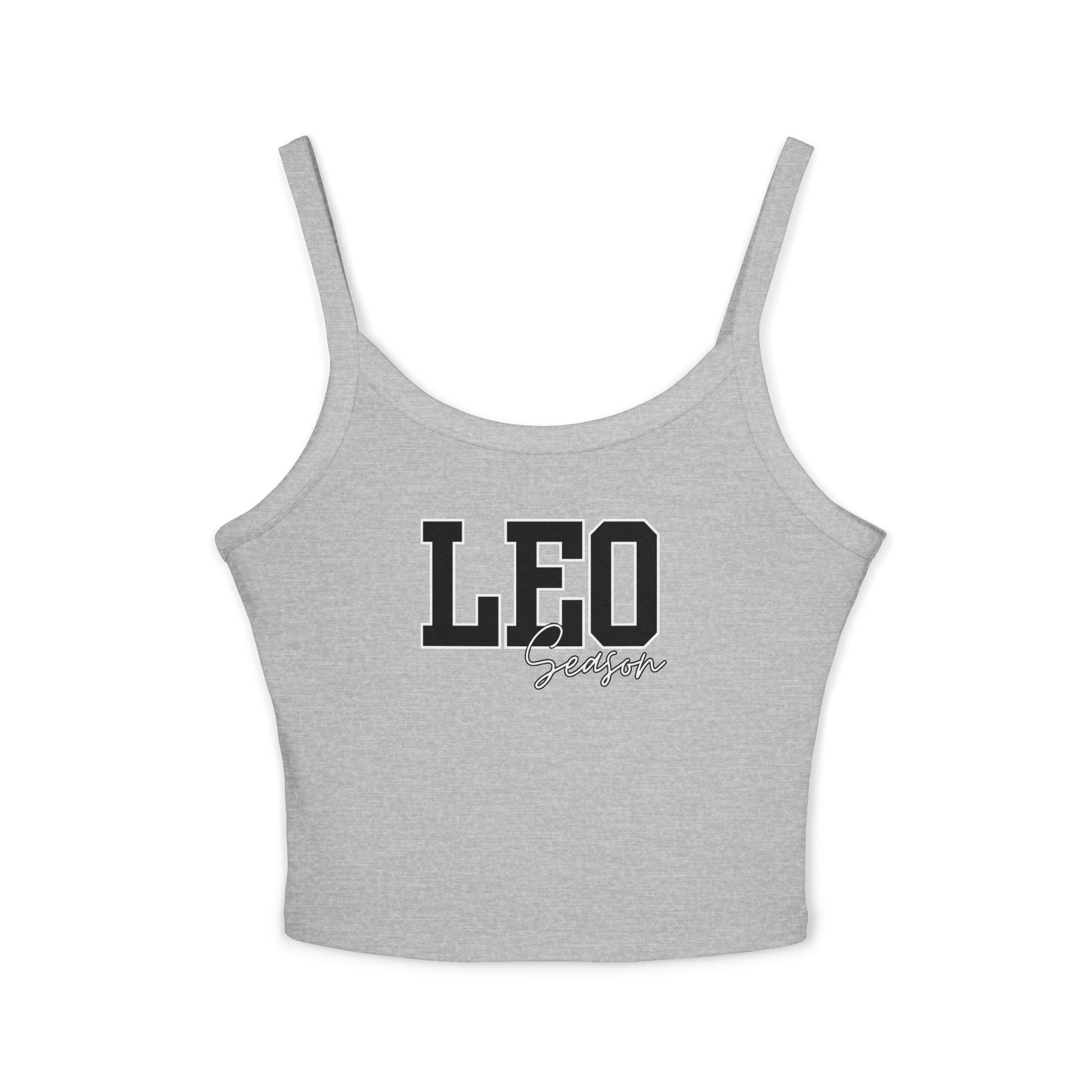 Women's Spaghetti Strap Tank Top with Leo Design, Summer Vacation Top, Zodiac Sign Apparel, Casual Wear, Gift for Astrology Lovers