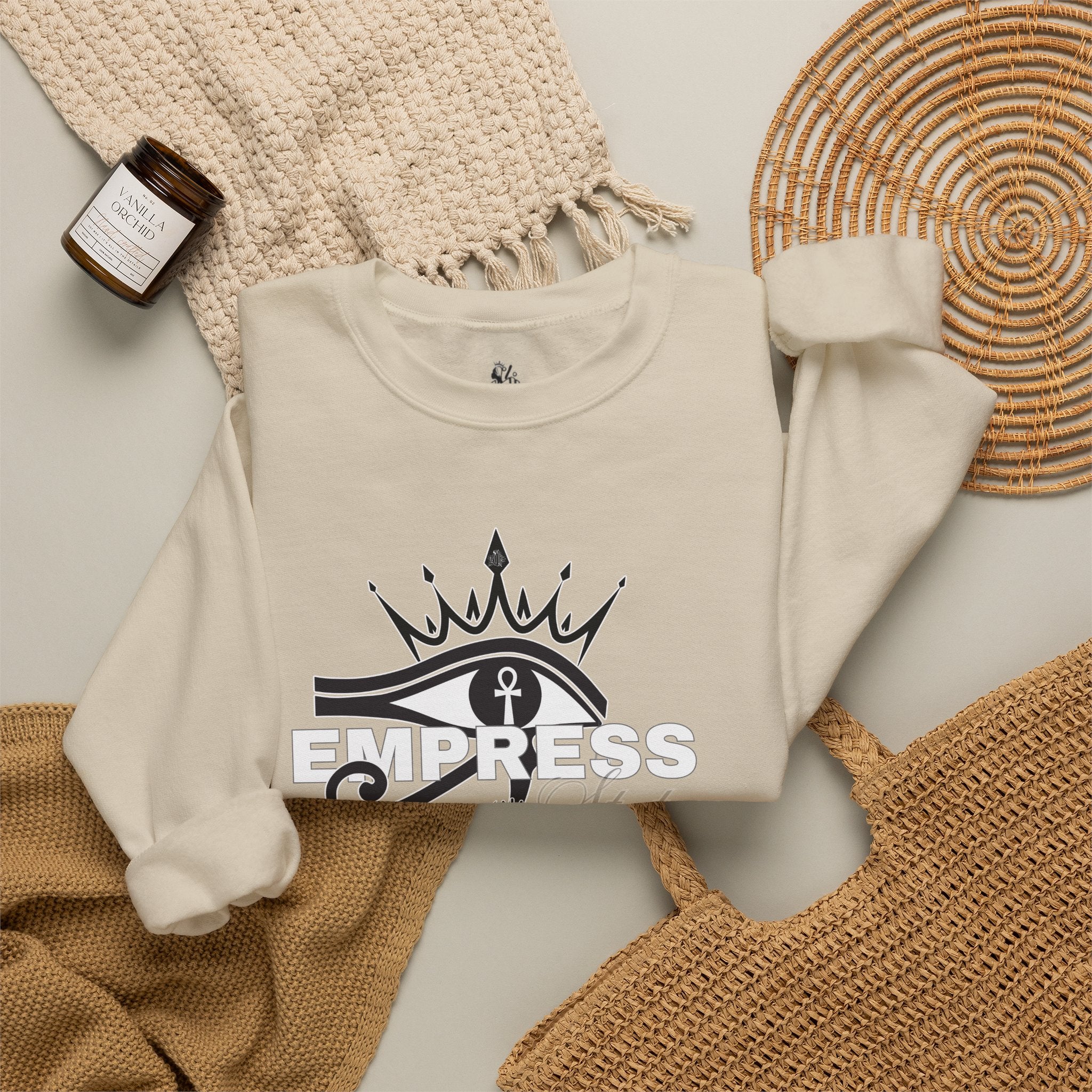 Eye of Horus Crown Empress Sweatshirt — Egyptian Protective Symbol Tee