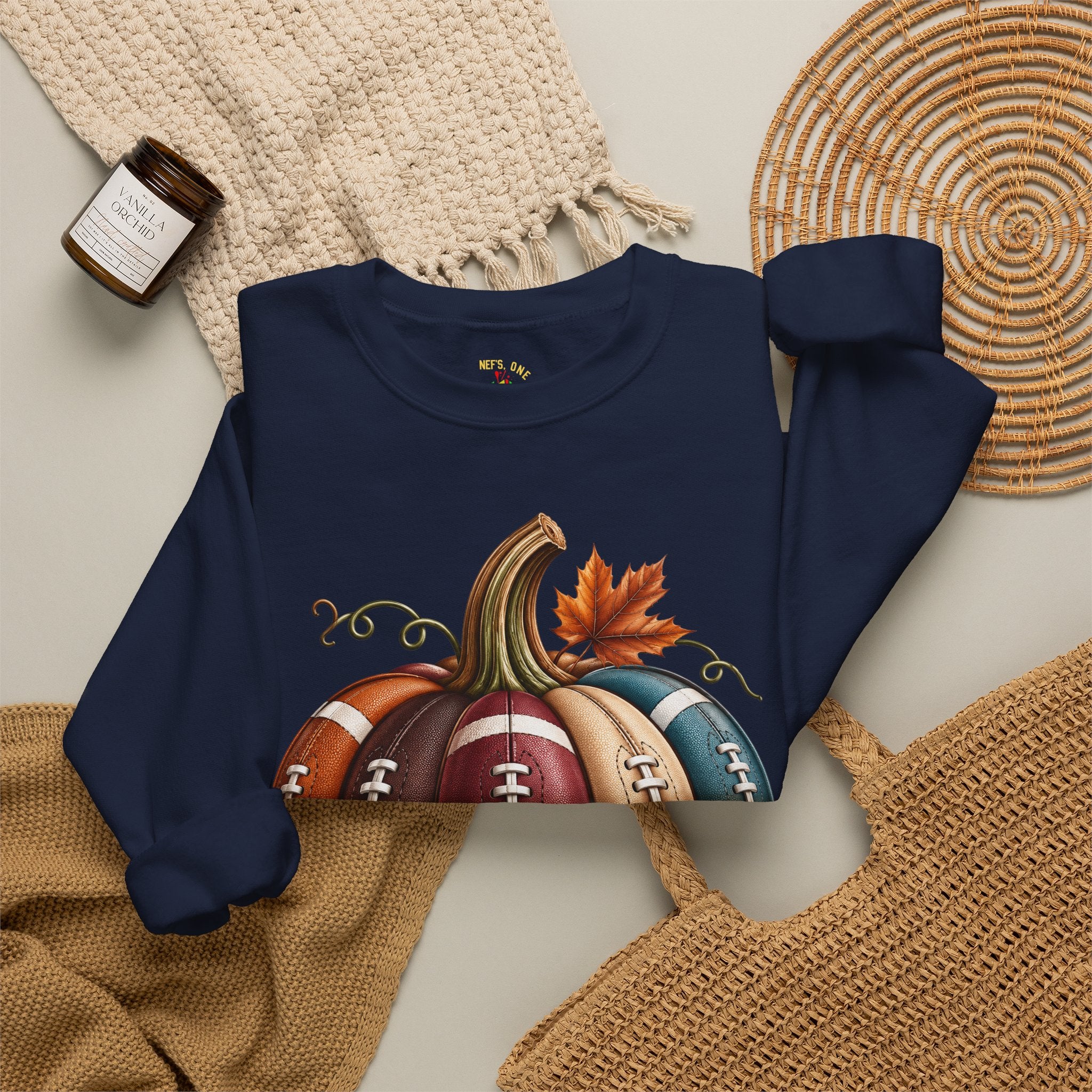 Fall Football Pumpkin Crewneck Sweatshirt