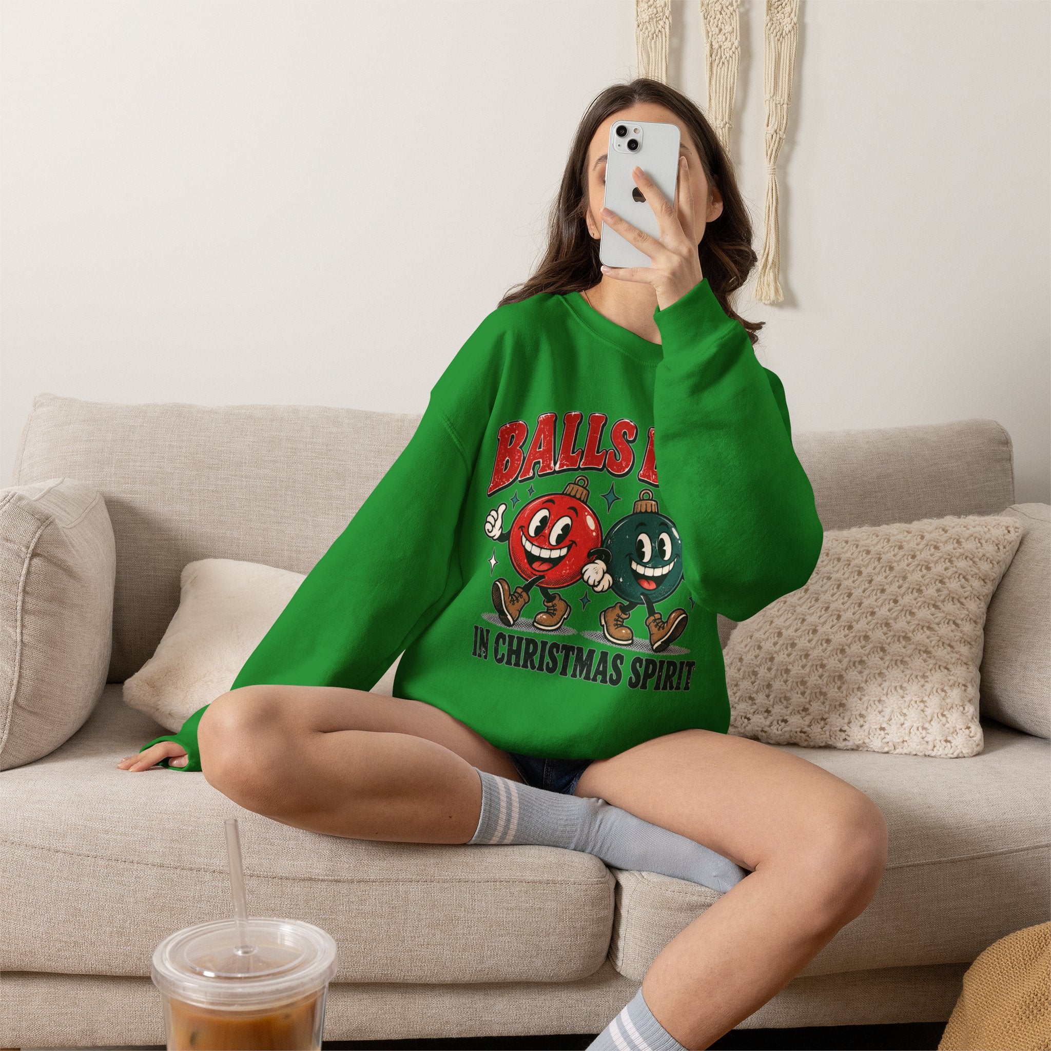 Balls Deep in Christmas Spirit Crewneck Sweatshirt