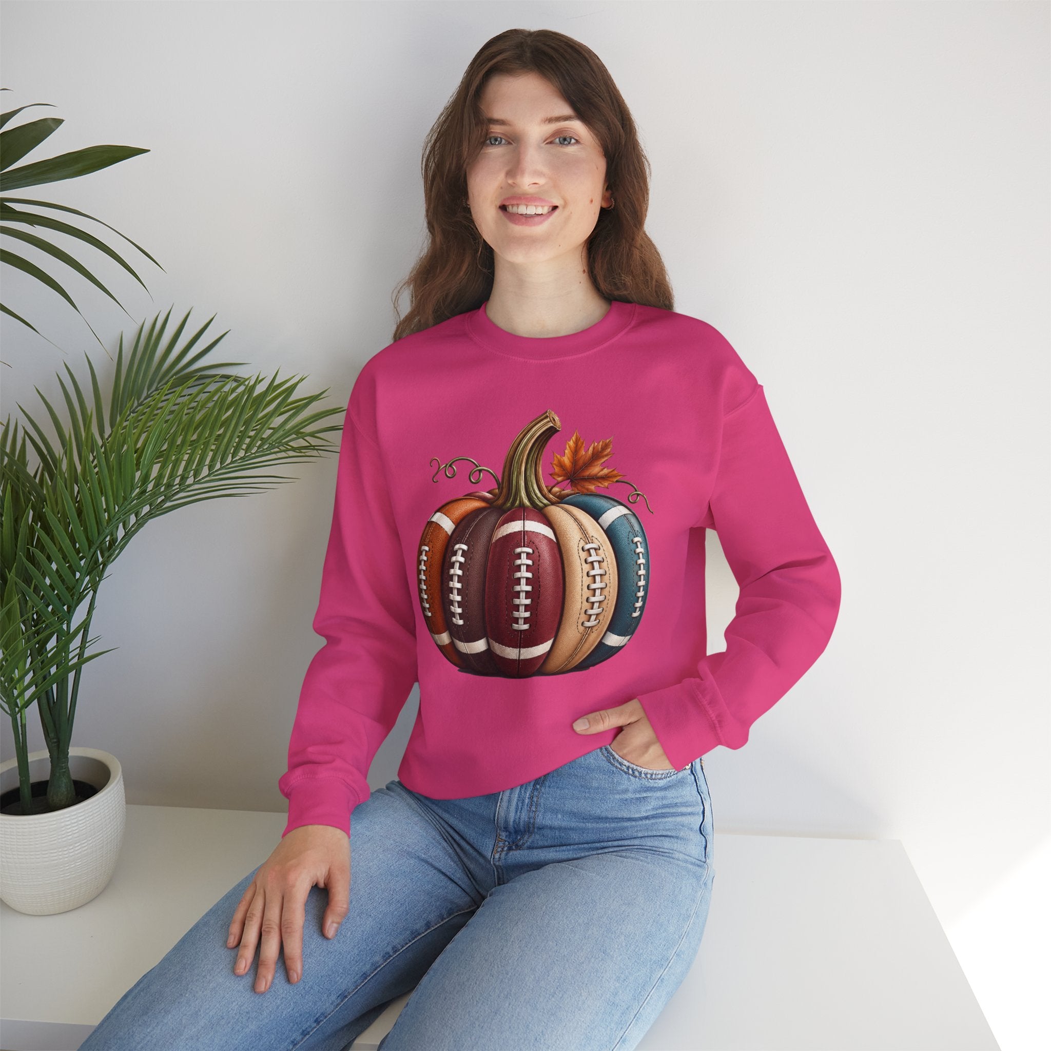 Fall Football Pumpkin Crewneck Sweatshirt