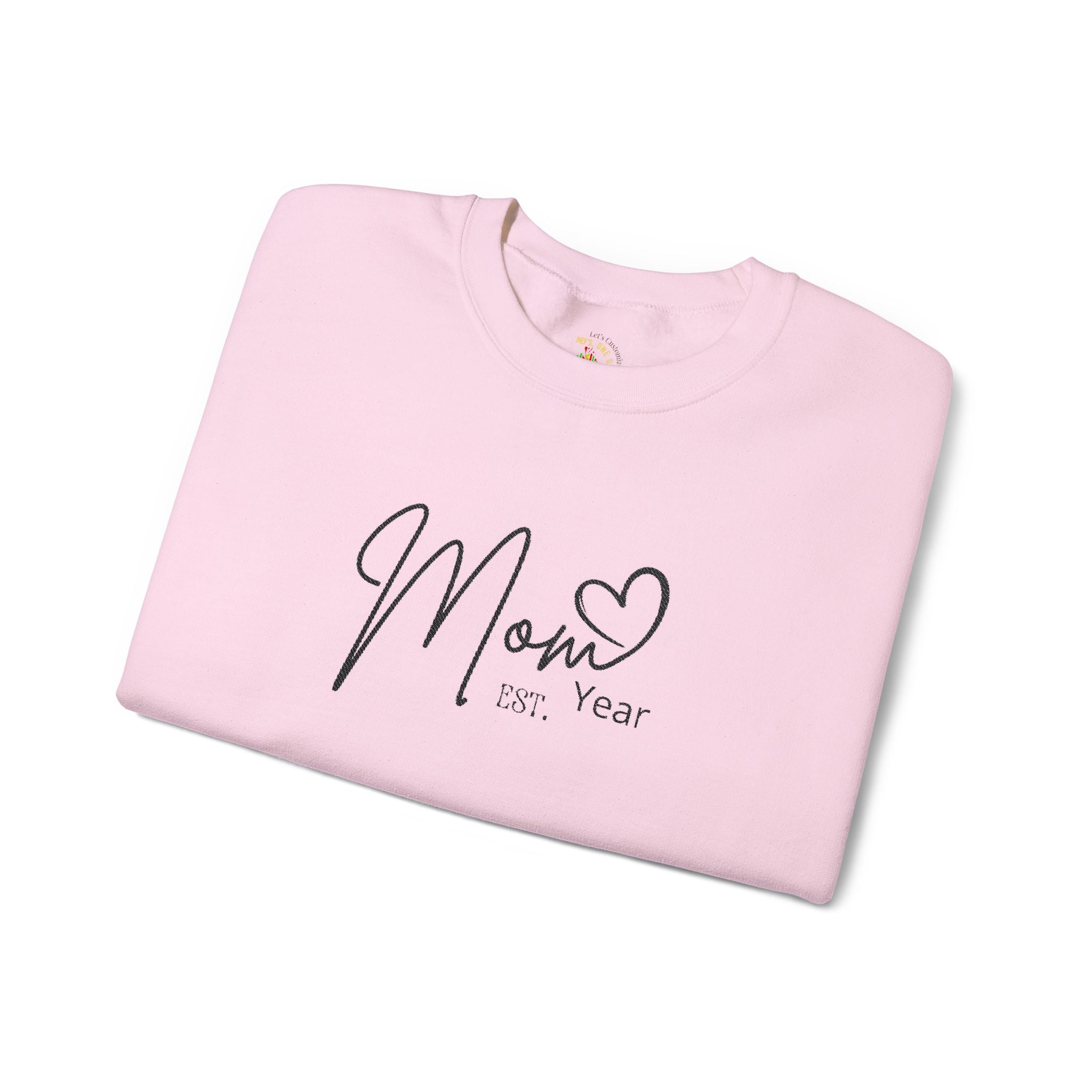 Mom Est. Year Embroidered Customizable Crewneck Sweatshirt