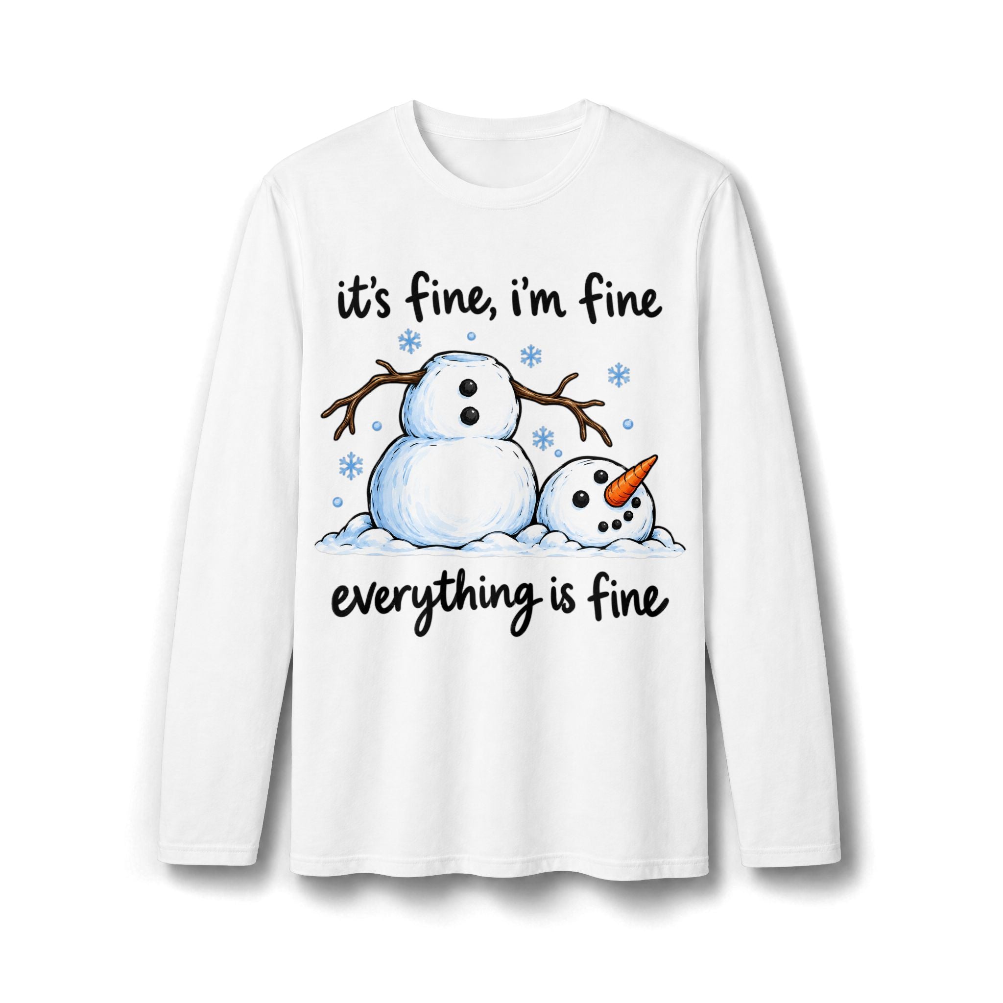 Everything Is Fine Snowman Christmas Long Sleeve T-Shirt