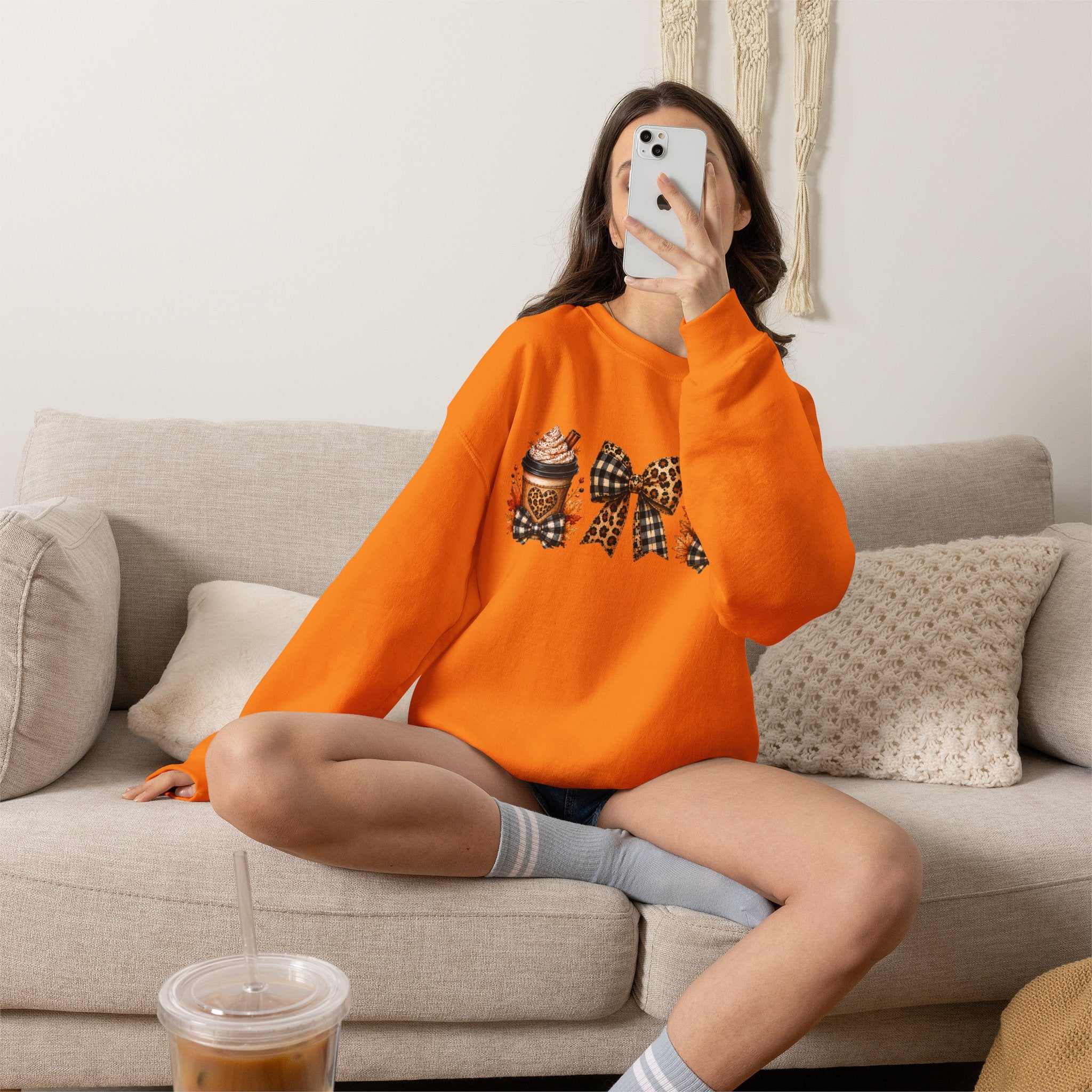 Festive Leopard Bow Christmas Crewneck Sweatshirt