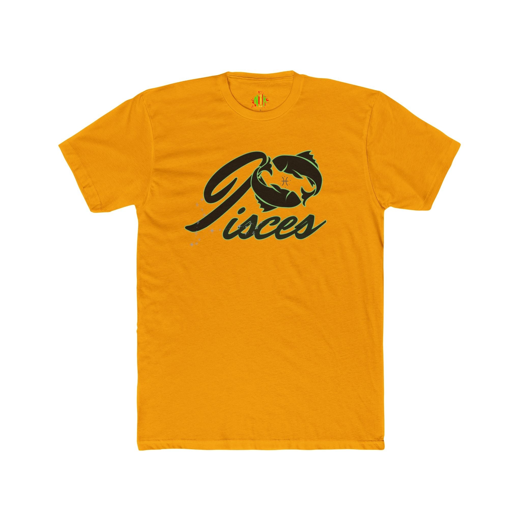 Pisces Zodiac Graphic Tee with fish design on soft cotton crew neck shirt