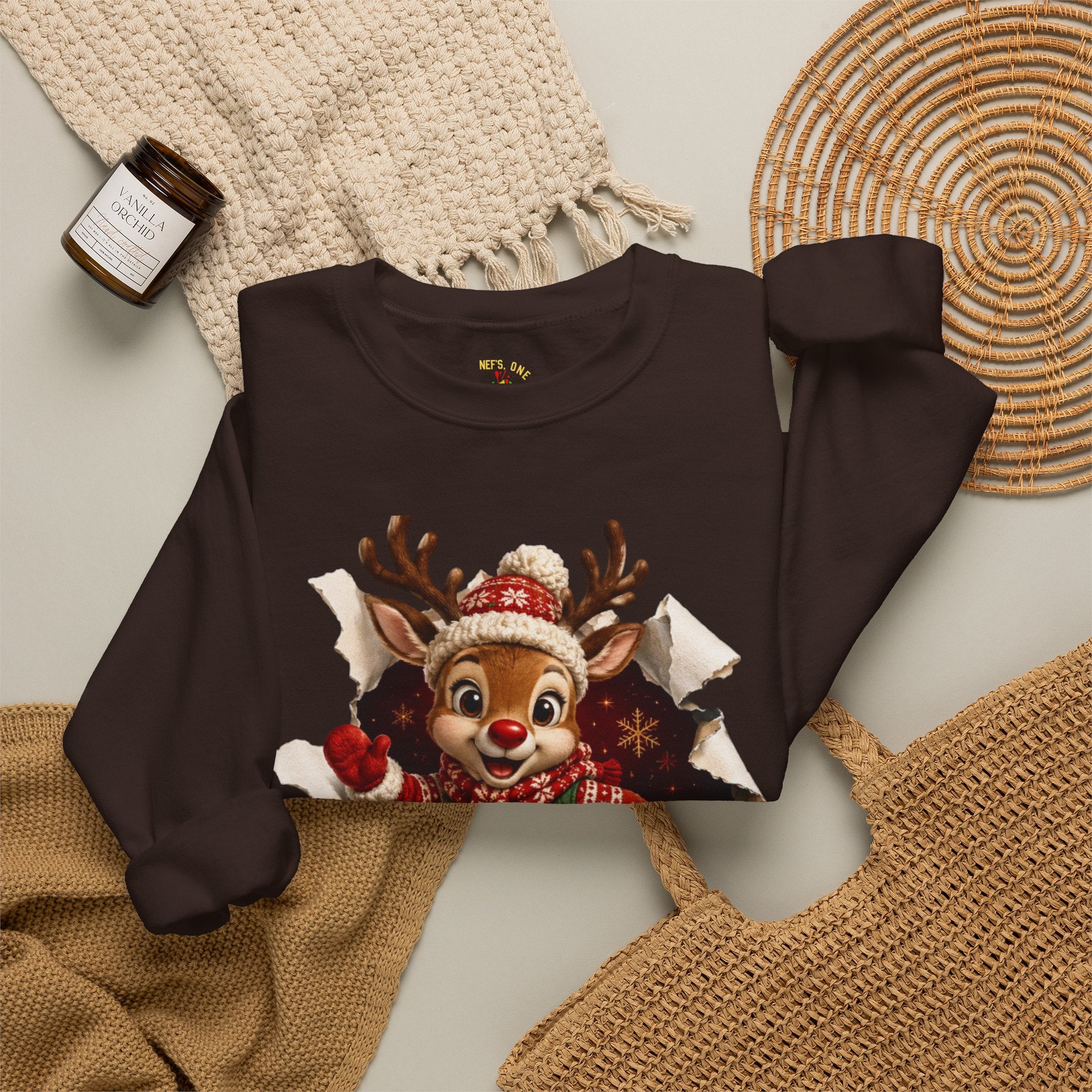 Festive Christmas Reindeer Crewneck Sweatshirt