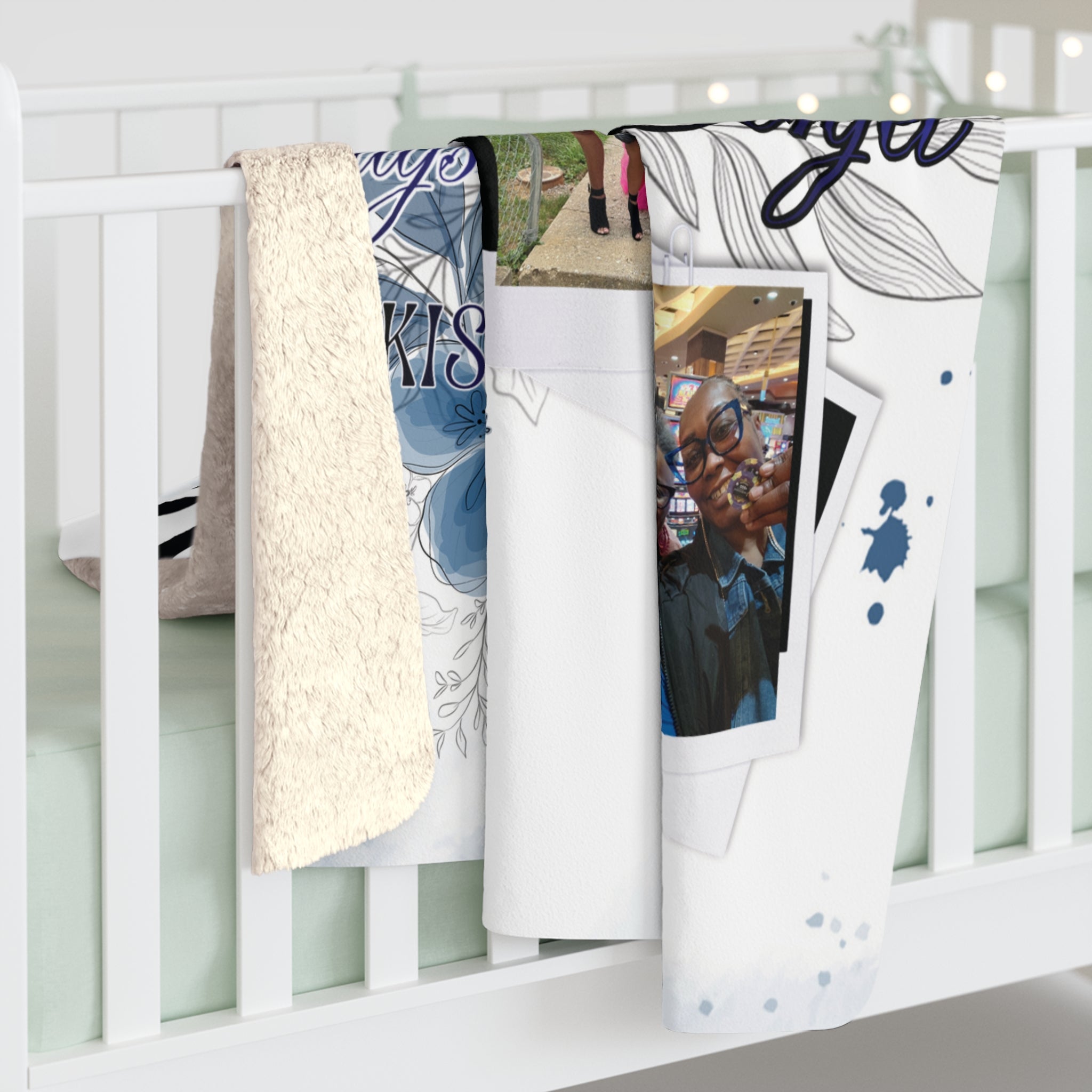 Personalized Sherpa Fleece Blanket — Custom 3-Photo Cozy Throw