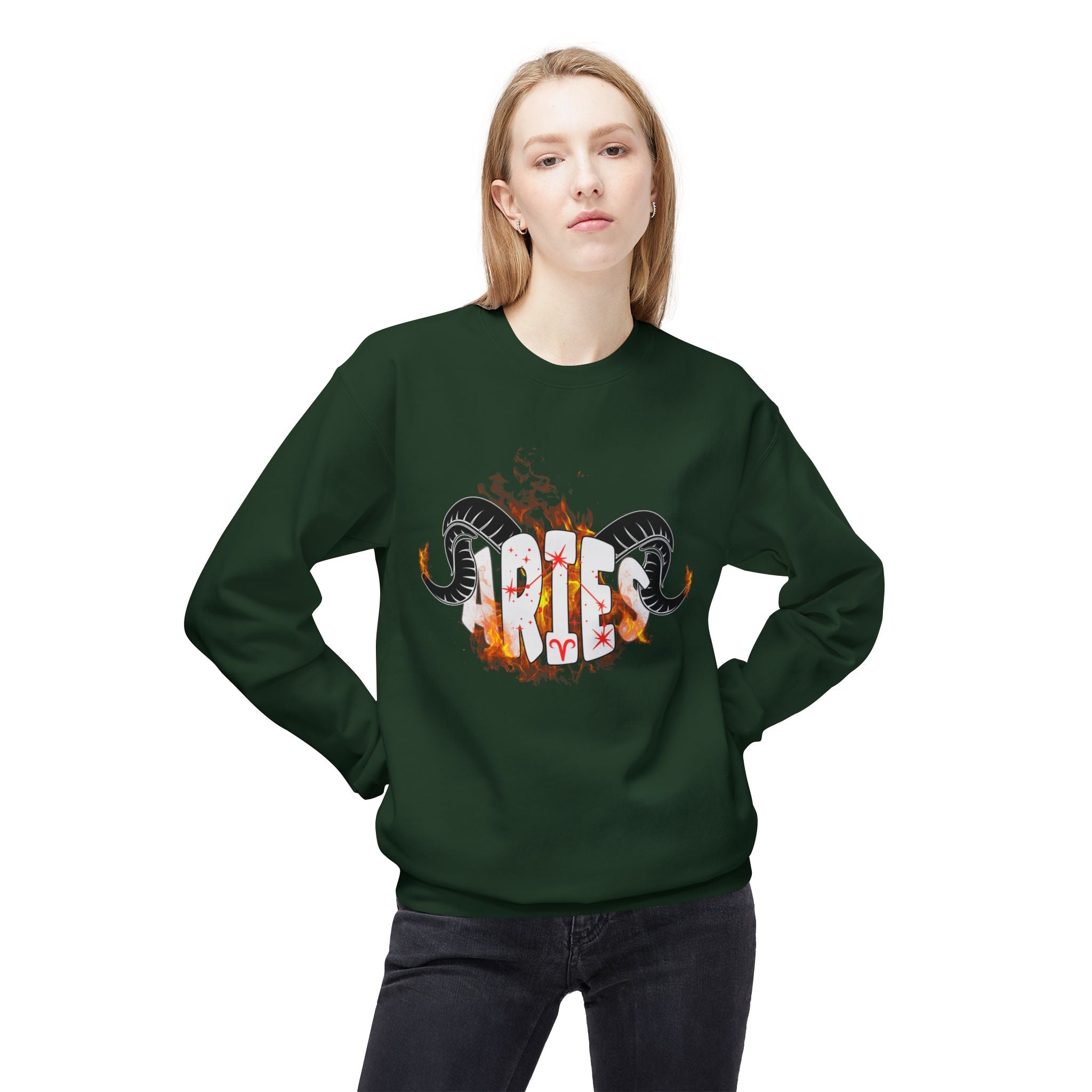 Aries on Fire Unisex Crewneck Sweatshirt