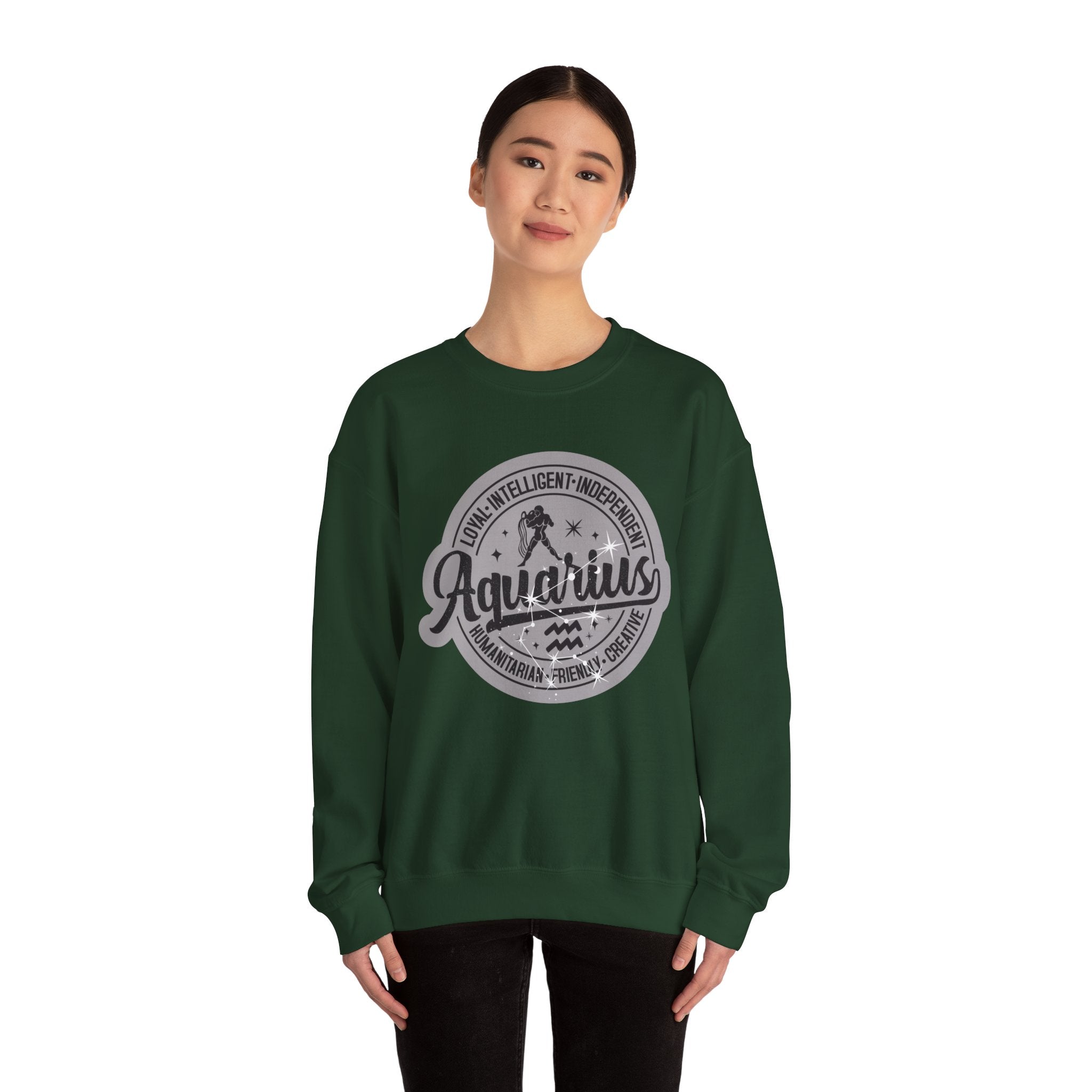 Aquarius Zodiac Unisex Casual Crewneck Sweatshirt