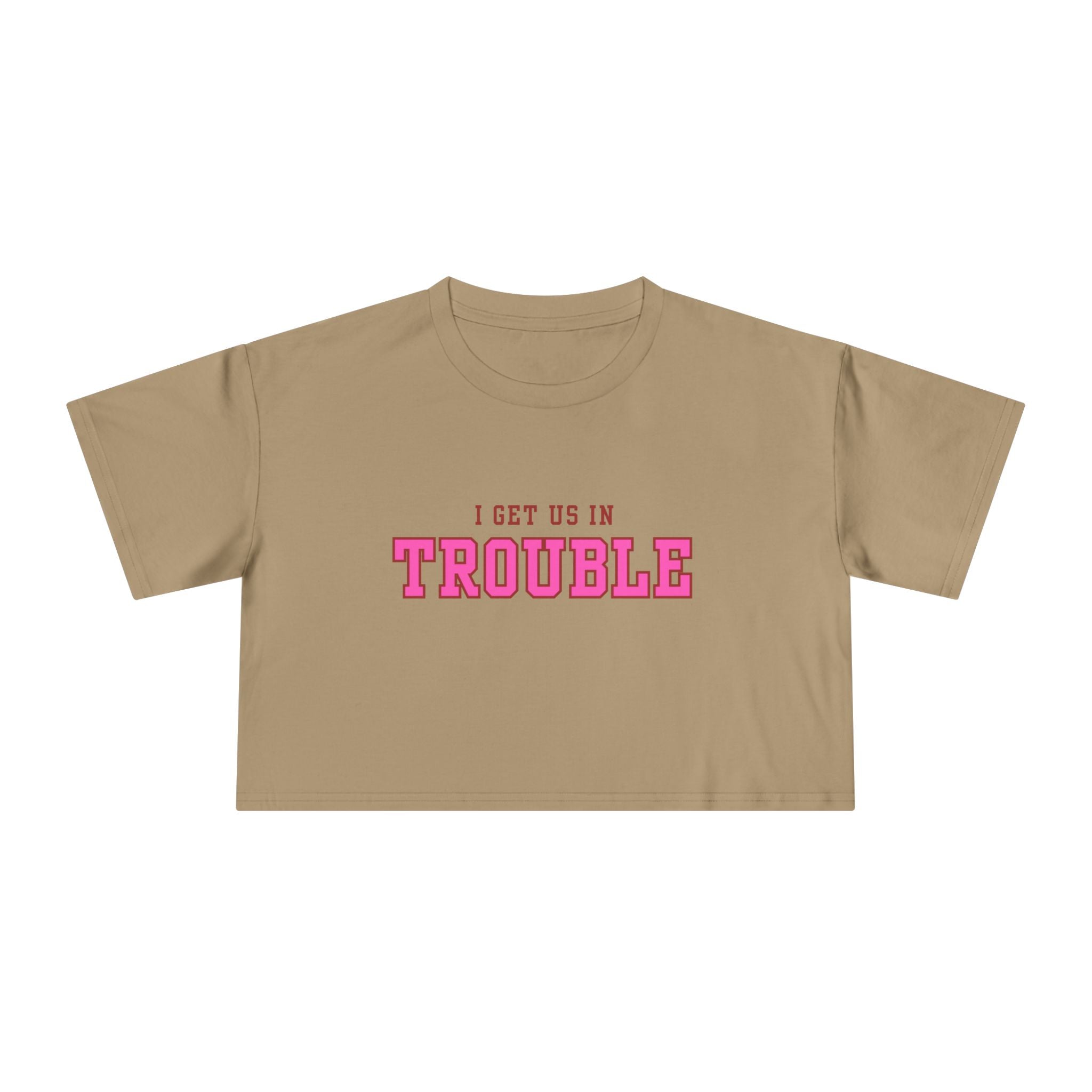 Trouble Maker Women's Crop Tee, Funny Quote Shirt, Casual Summer Top, Gift for Her, Trendy Graphic Tee