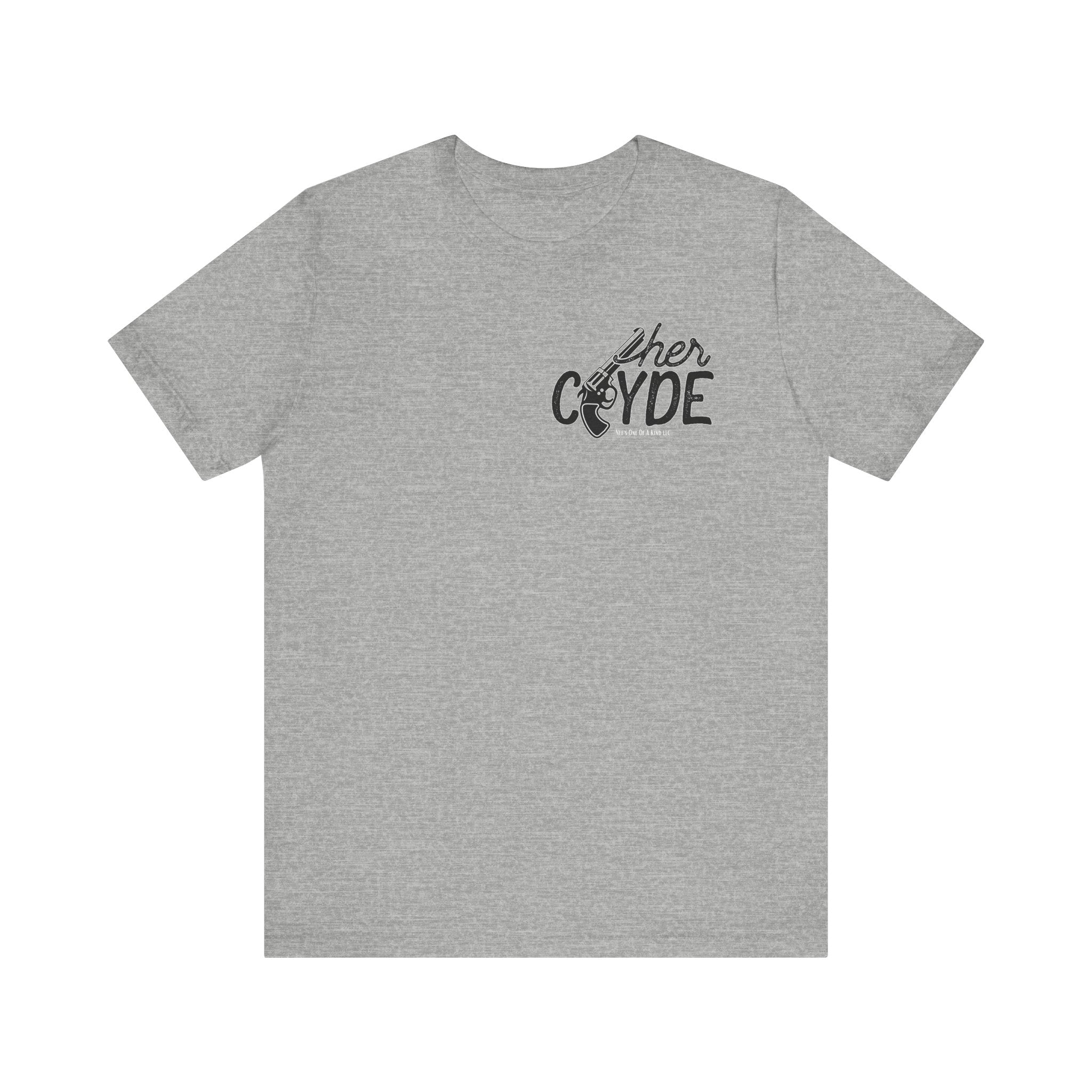 Her Clyde with Bonnie Valentine Casual Soft Unisex Jersey Crew Neck Short Sleeve Tee
