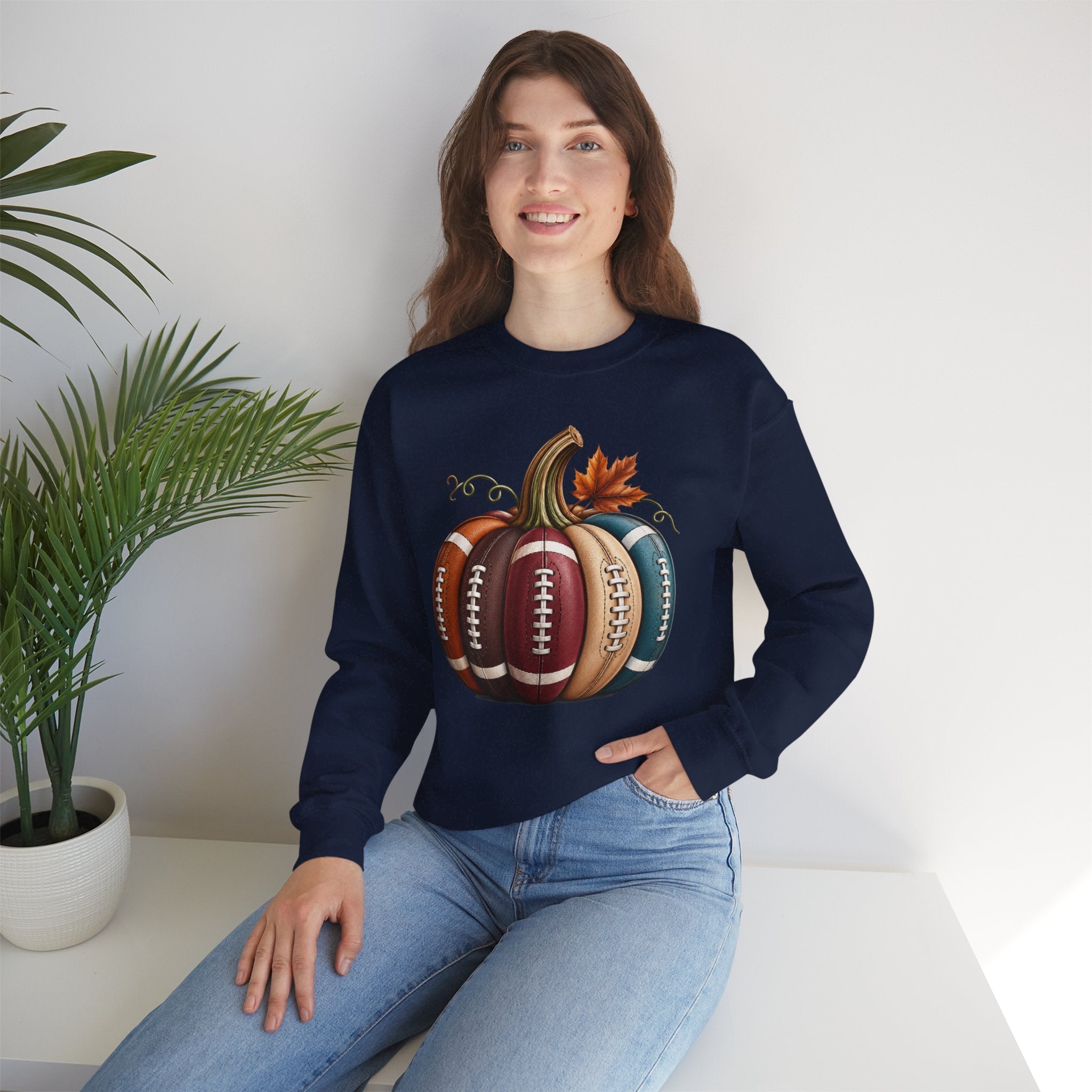 Fall Football Pumpkin Crewneck Sweatshirt