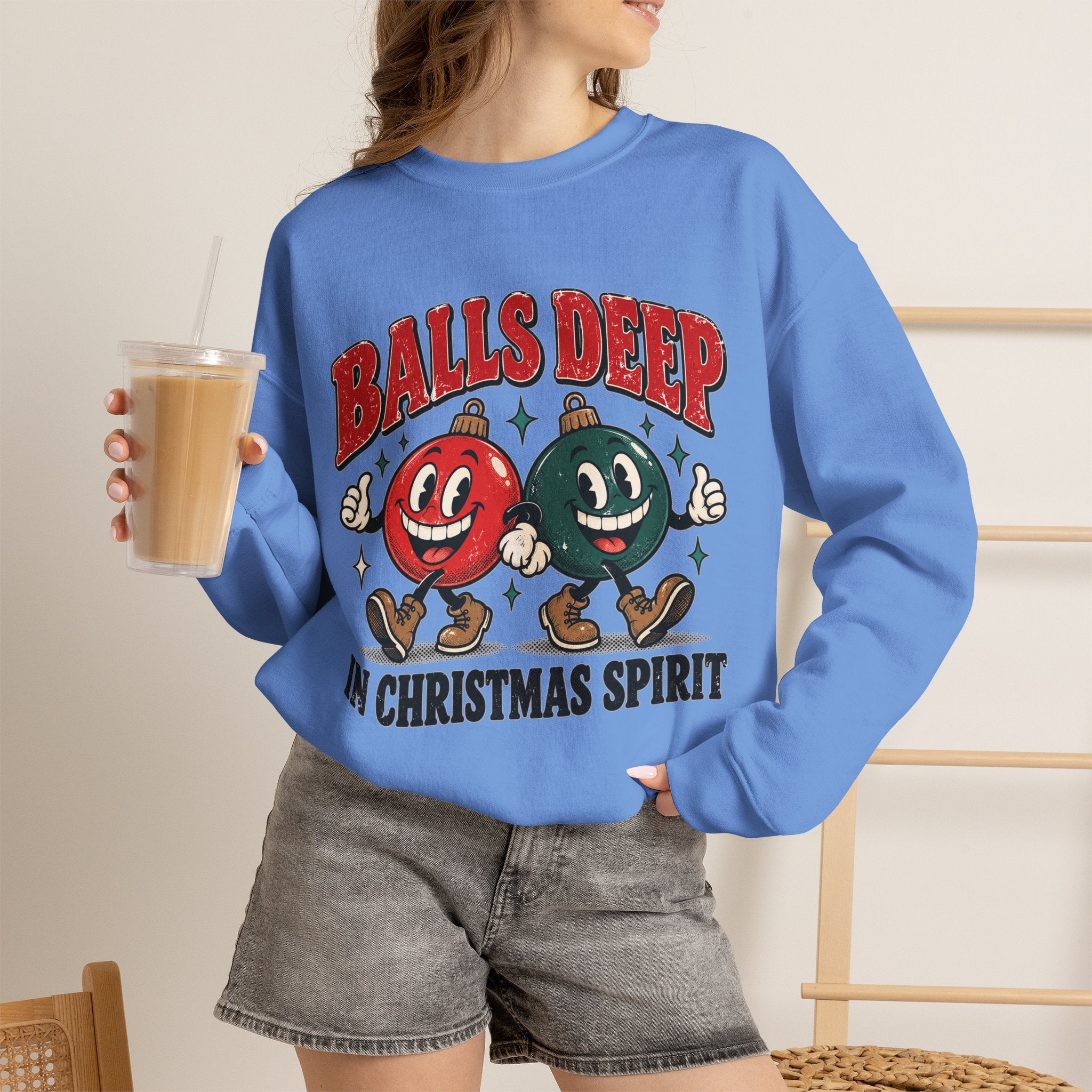 Balls Deep in Christmas Spirit Crewneck Sweatshirt