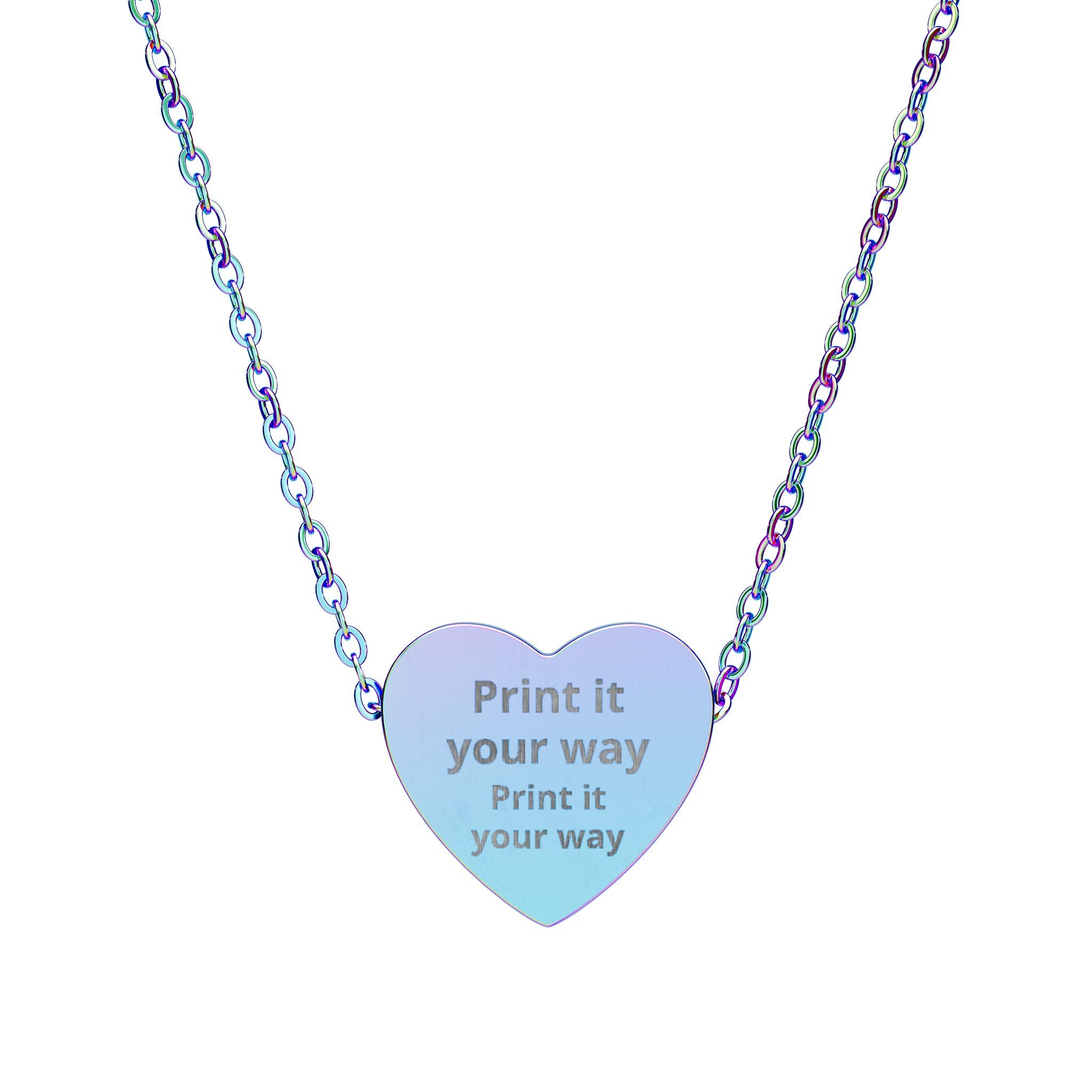 Engraved Heart Necklace — Personalized 'Print It Your Way Text' Pendant