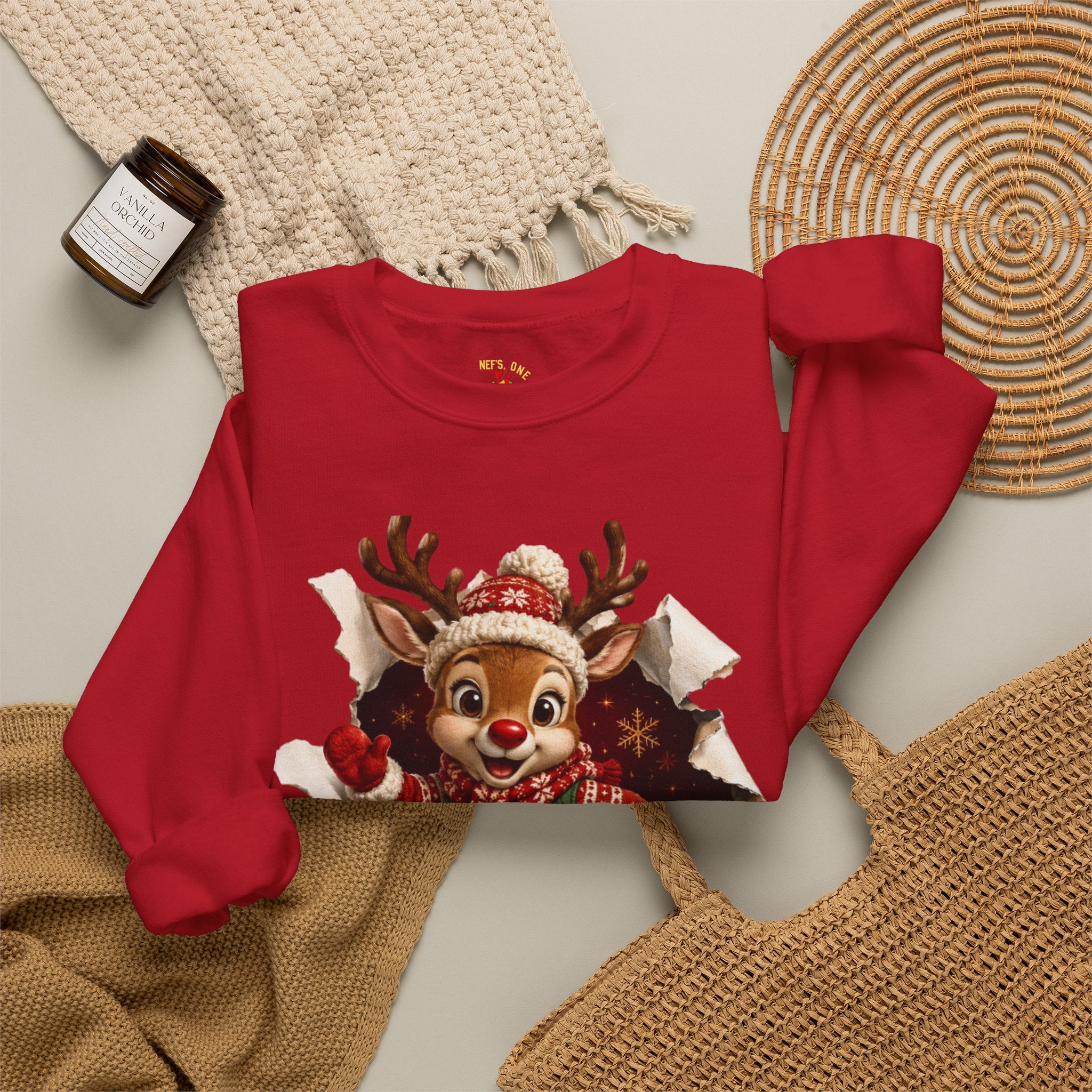 Festive Christmas Reindeer Crewneck Sweatshirt