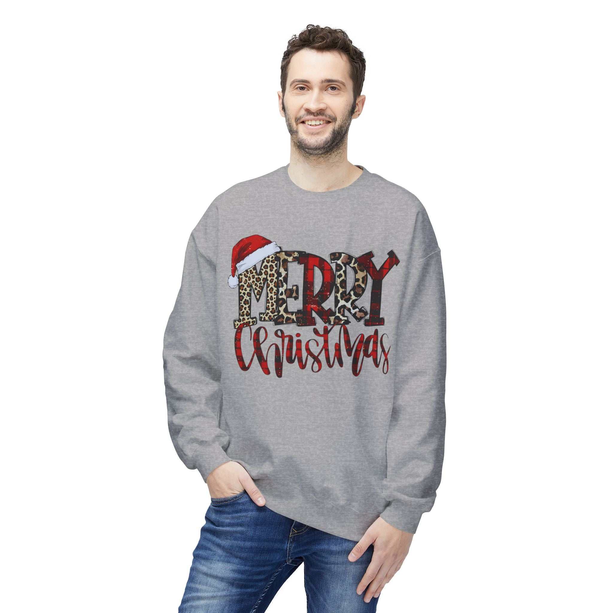 Merry Christmas Leopard Plaid SweatshirtSweatshirtMerry Christmas Leopard Plaid